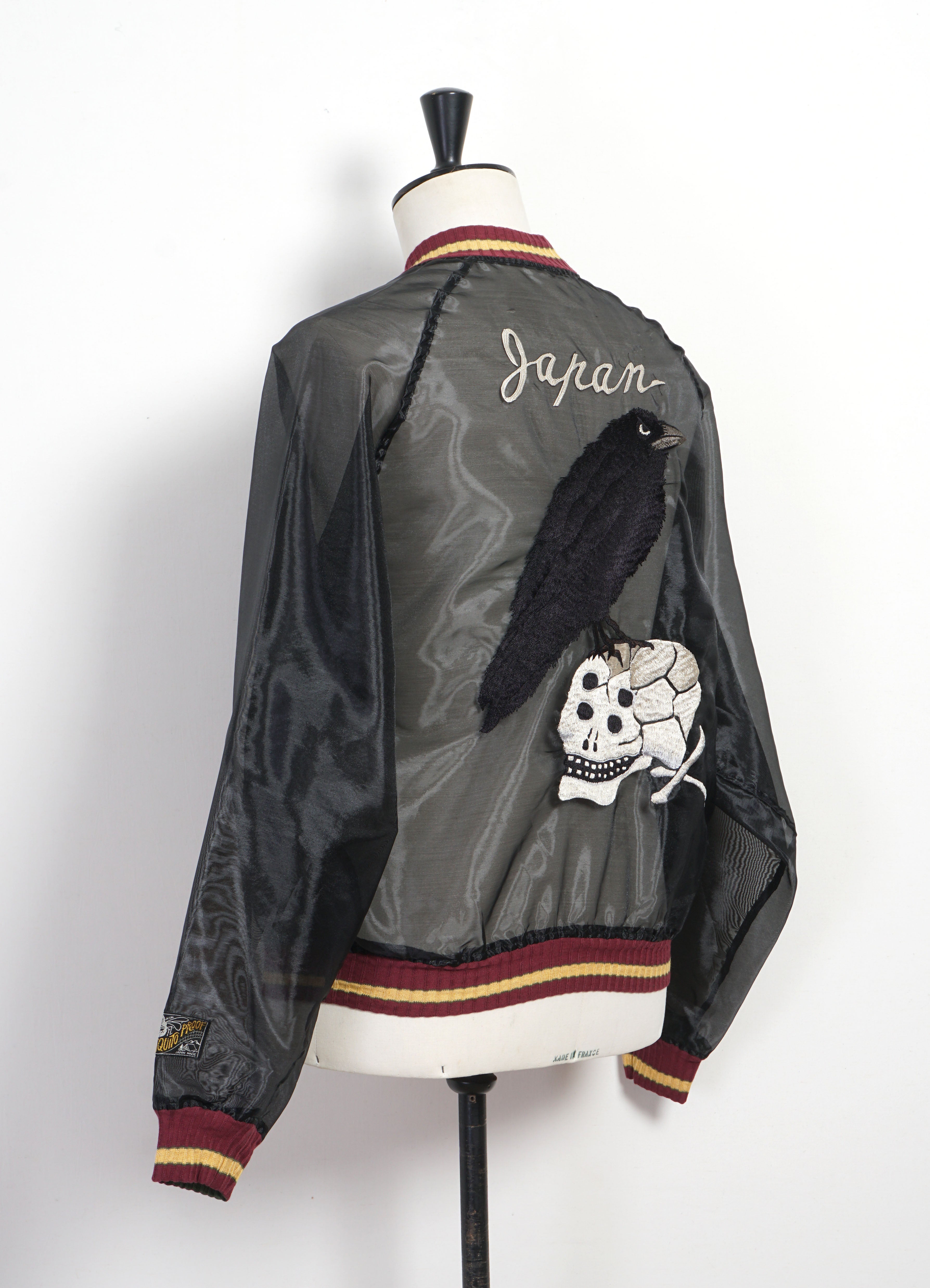 SHEER PEARL MOSQUITO GUARD | Raven & Skull Souvenir Jacket | Black