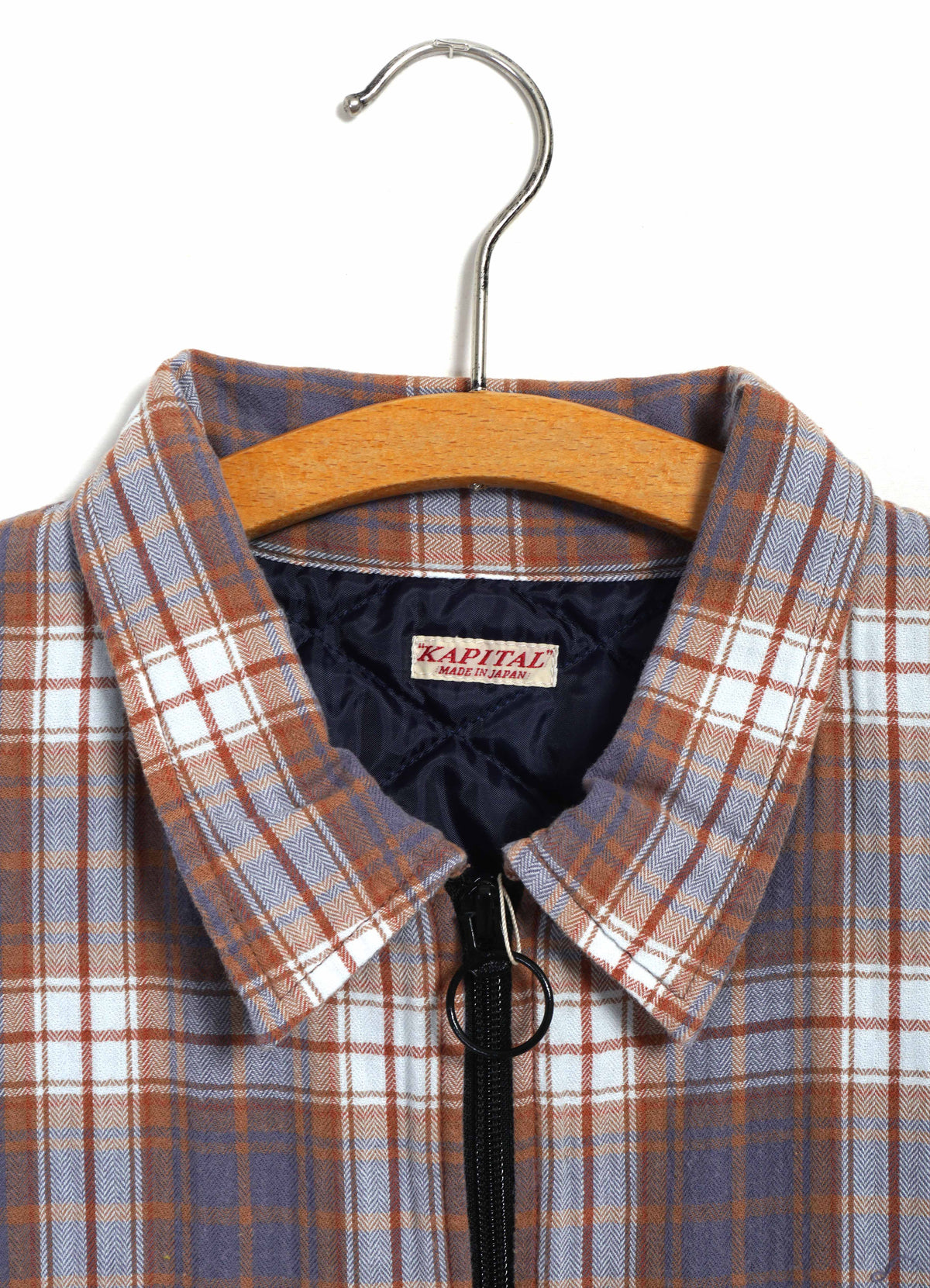 FLANNEL CHECK | Quilted Sleeveless Vest | Navy