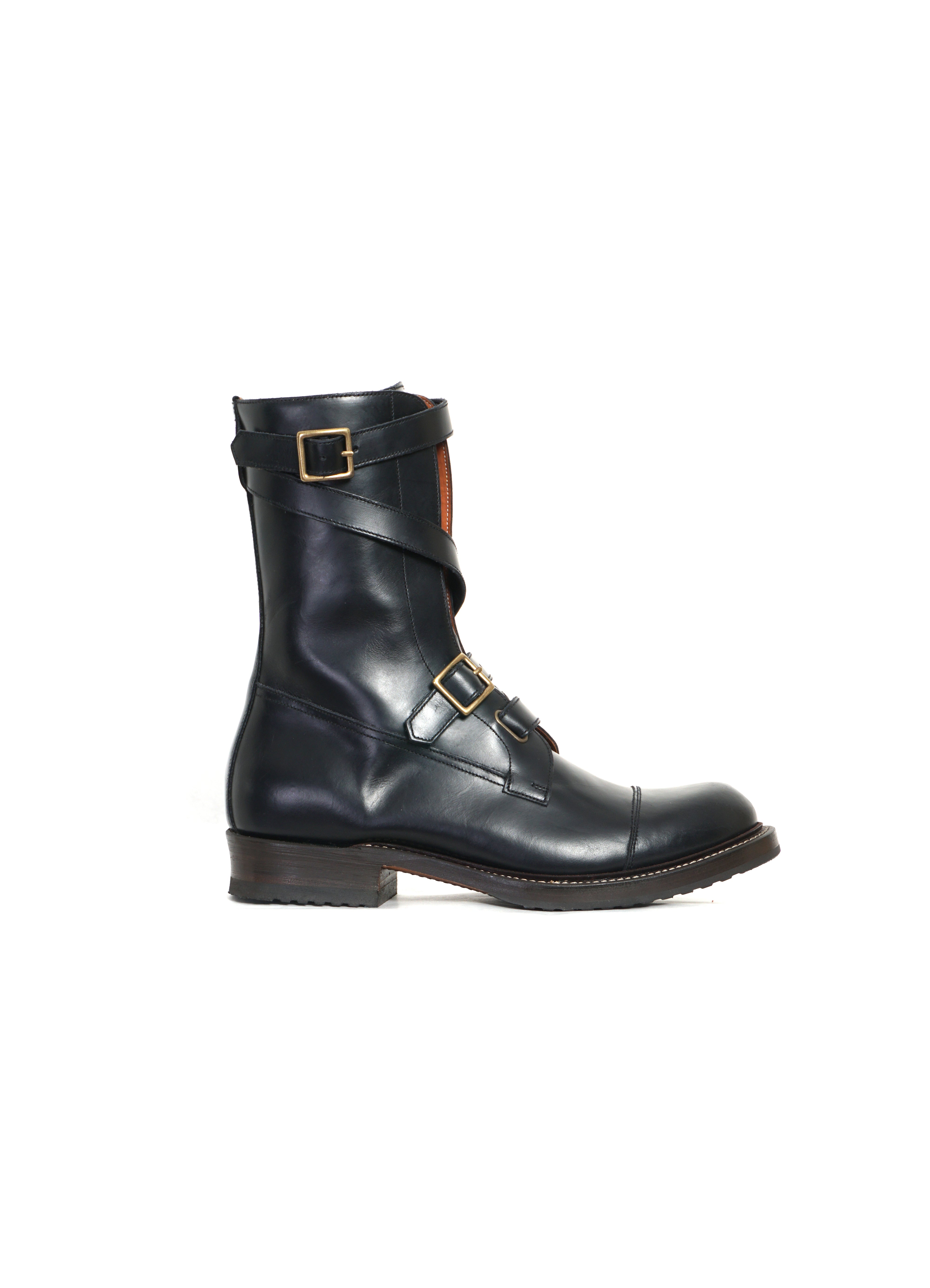 Black leather tanker boots hotsell