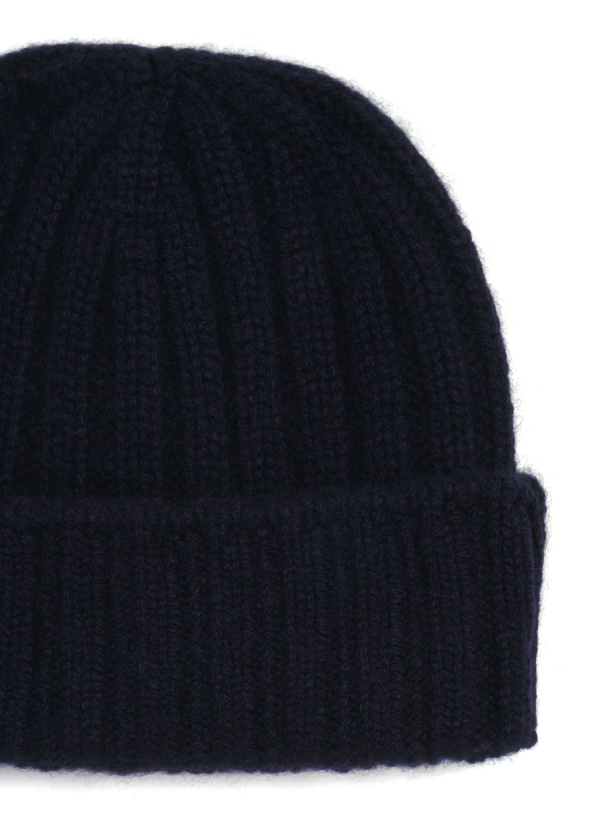 2x2 Rib Cashmere Beanie | Navy
