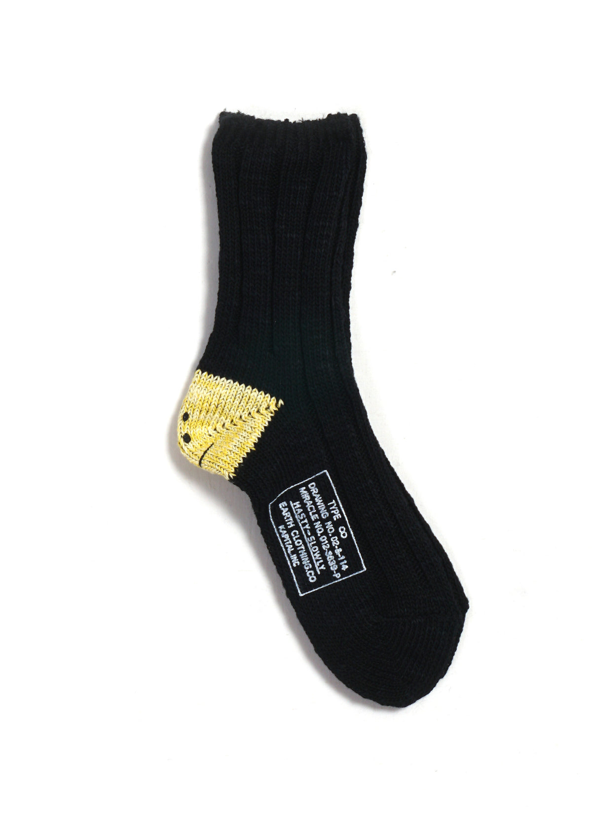 MA-1 RAINBOWY HAPPY HEEL | 3x1 Rib Socks | Black