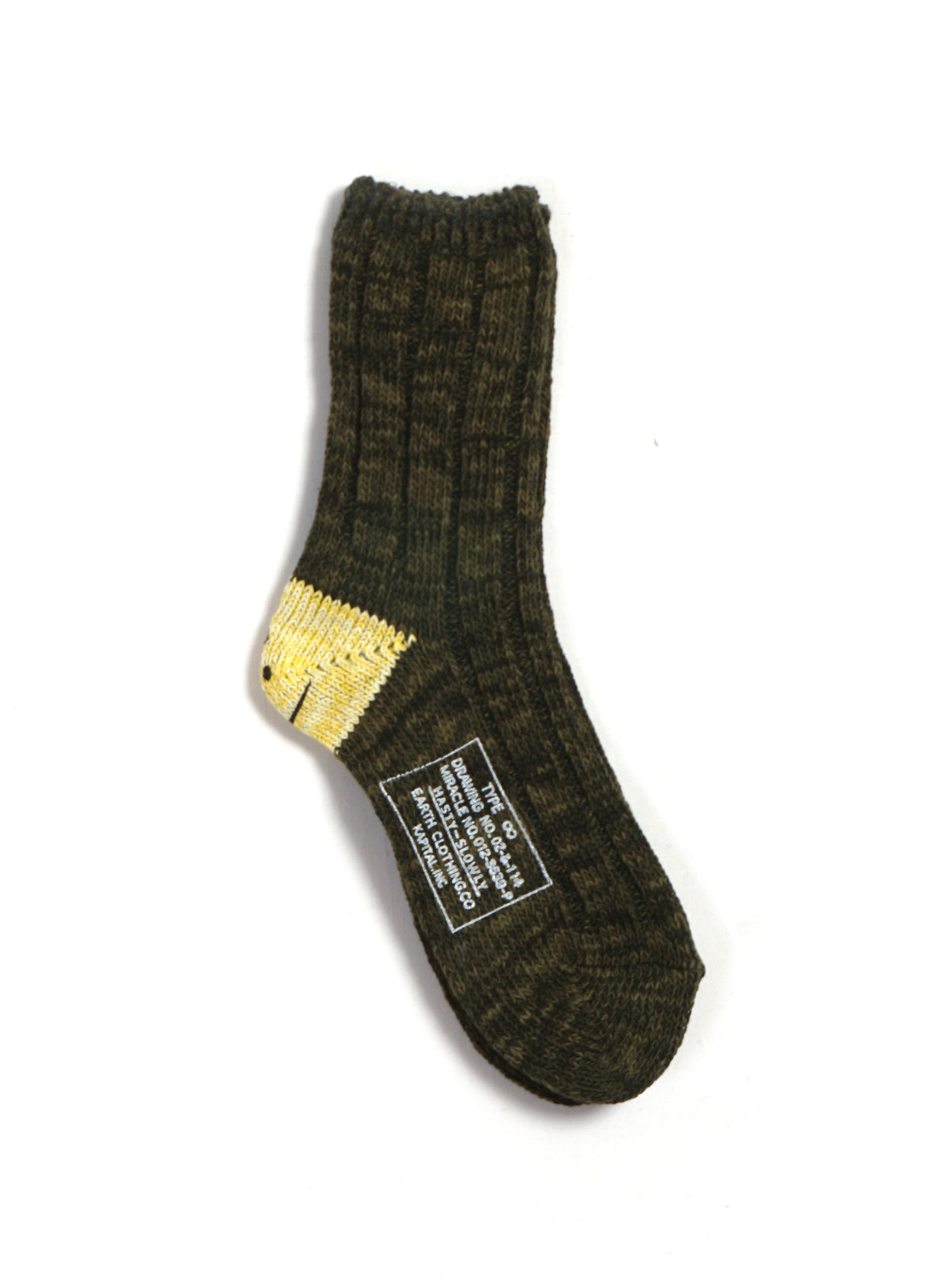 MA-1 RAINBOWY HAPPY HEEL | 3x1 Rib Socks | Khaki