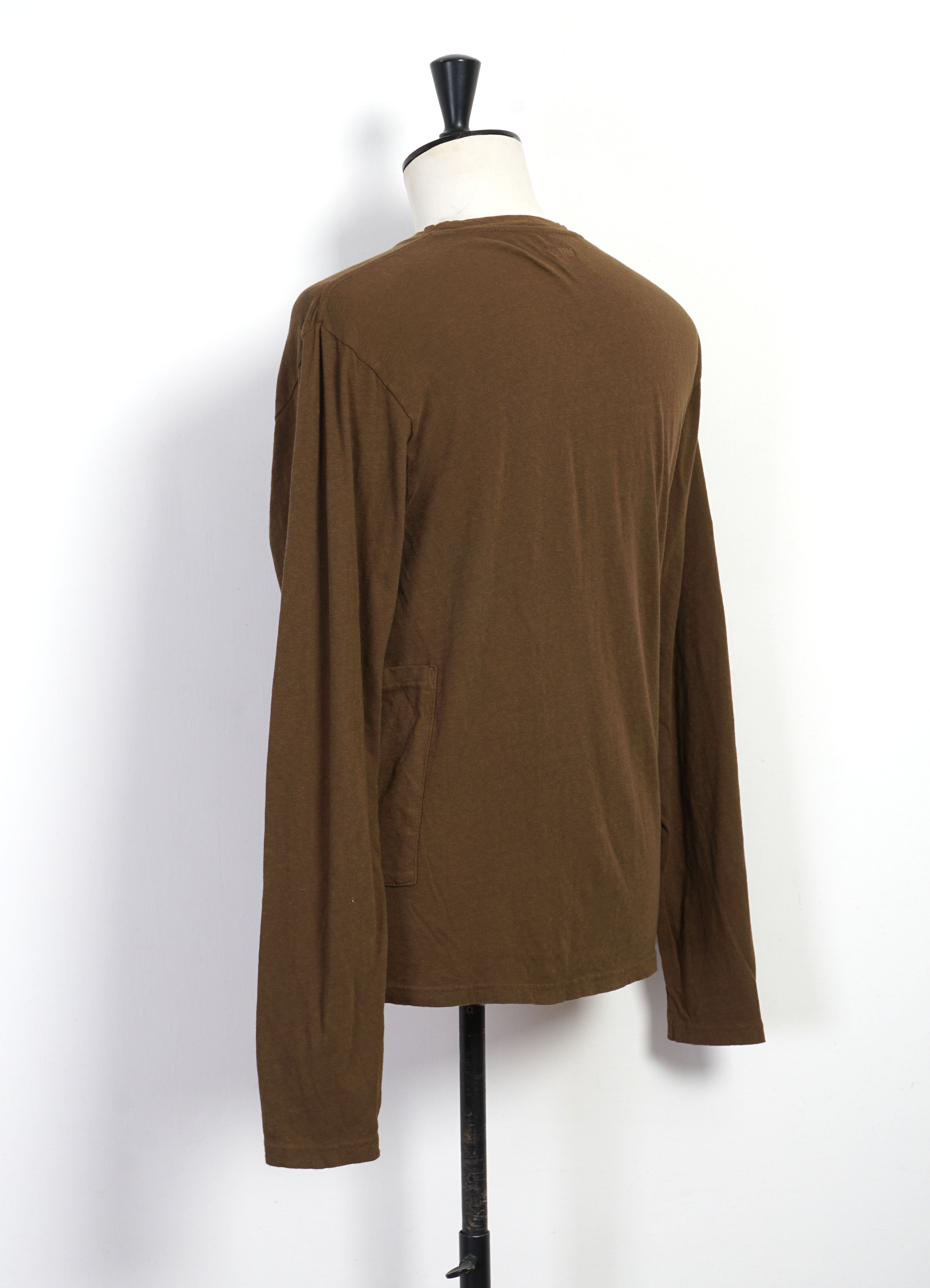 BISCUIT | Gauze Jersey Pocket Long Sleeve T | Brown/Khaki