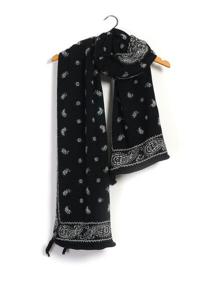 PAISLEY BANDANA | Compressed Wool Scarf | Black – HANSEN