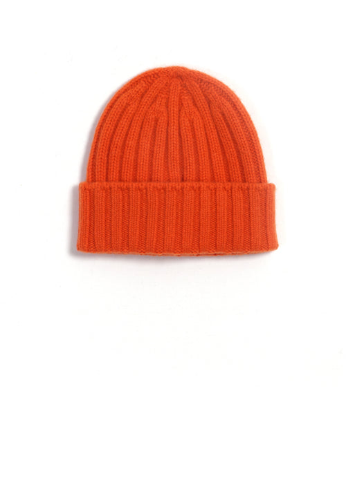 2x2 Rib Cashmere Cap | Orange