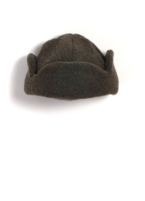 Recycled Wool Flight Cap With Earflaps | Olive