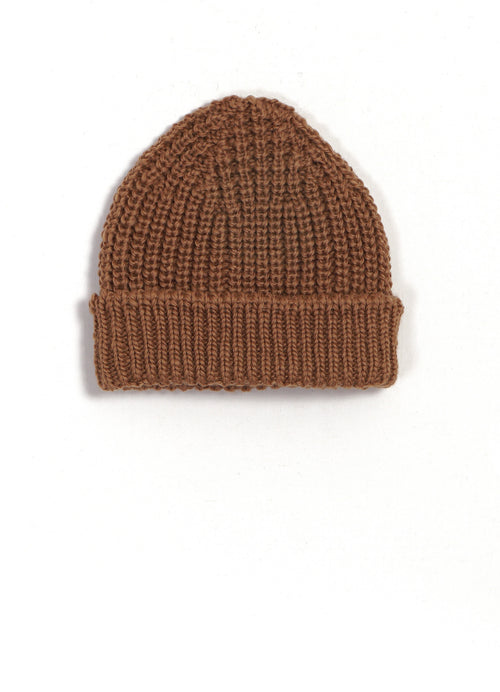 Short Wool Beanie | Camel