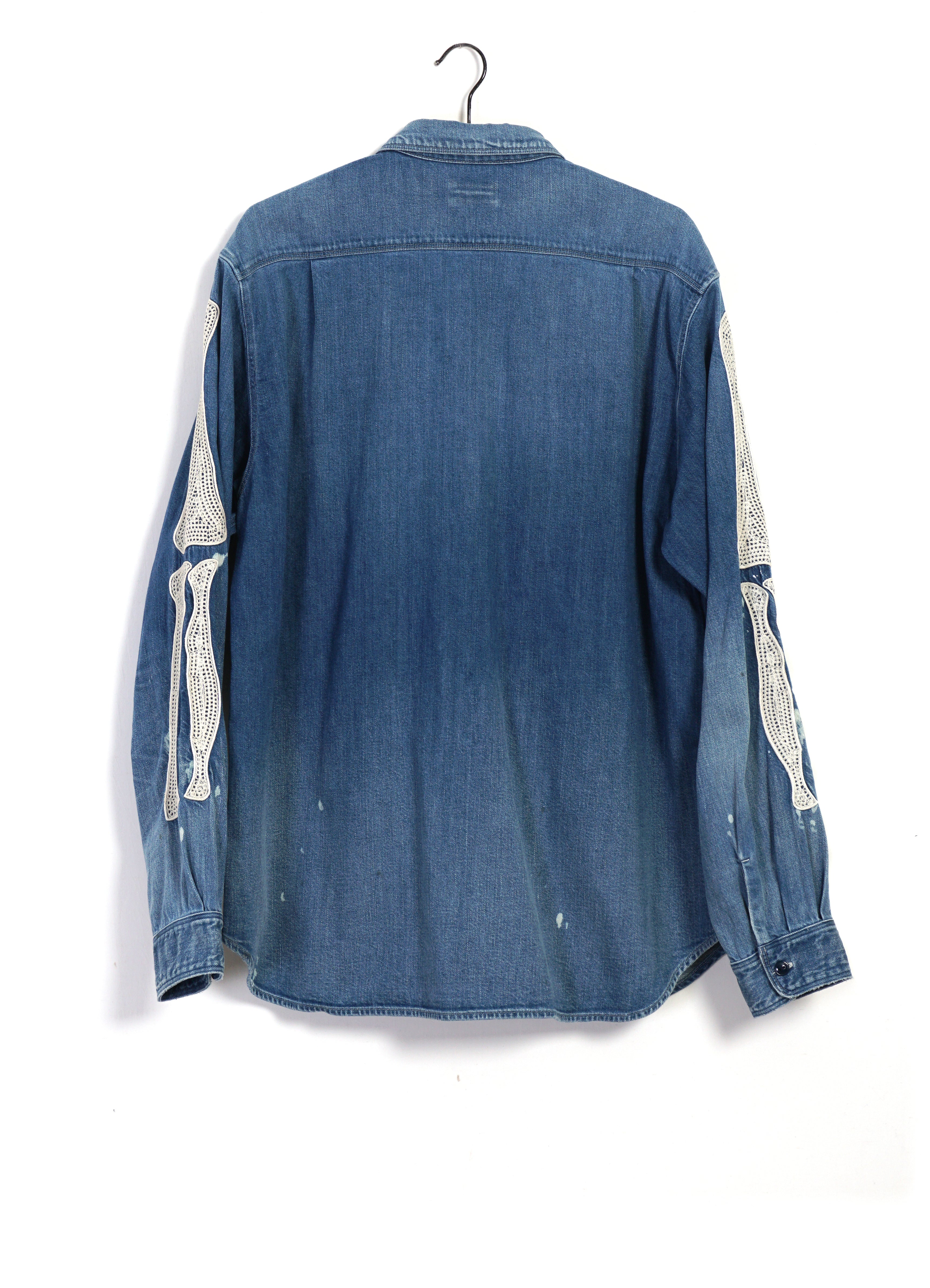 BONE SHIRT | 8oz Embroidered Work Shirt | Processed Indigo