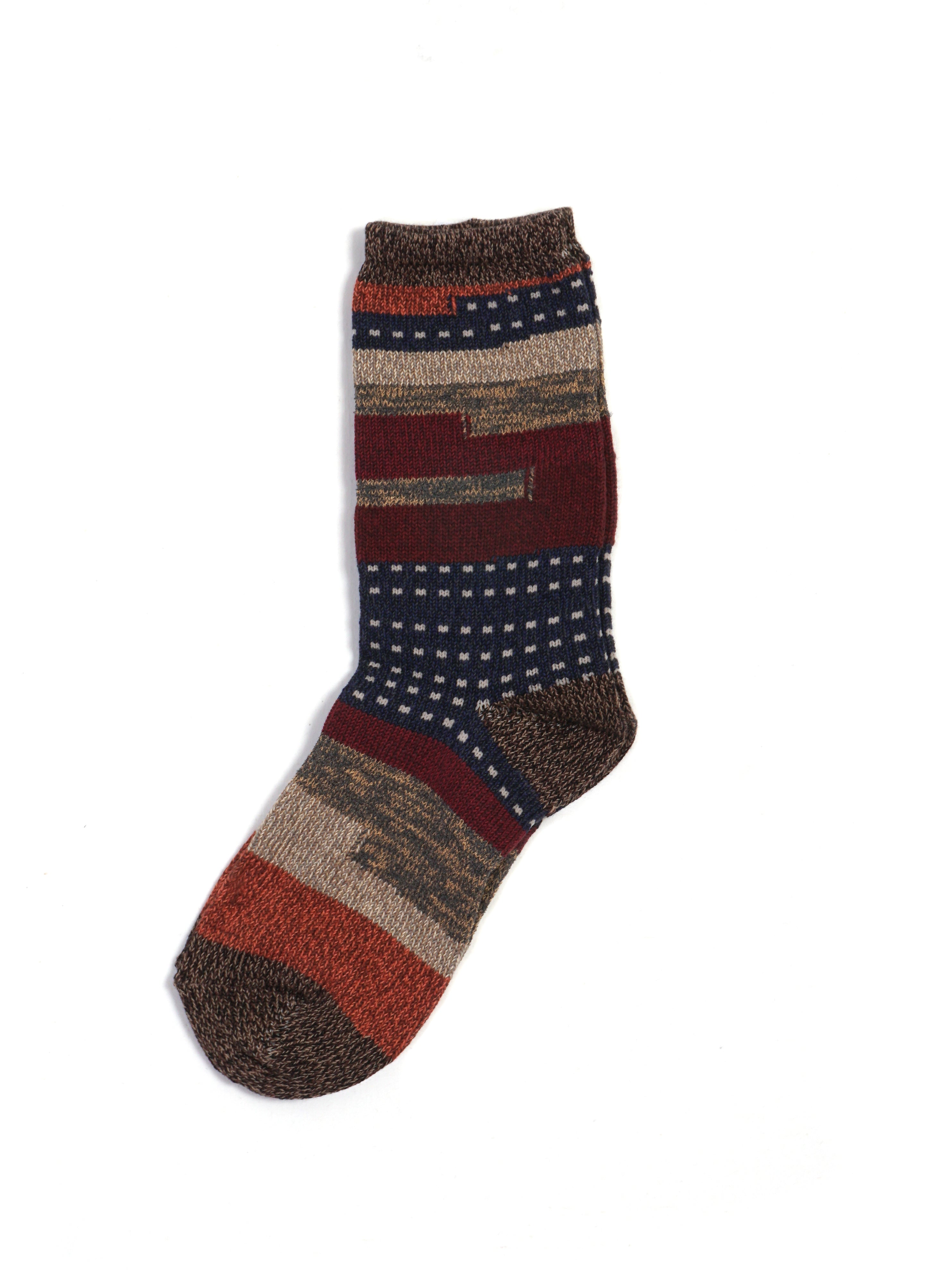 KOMON KOGIN | 84 Yarns Patchwork Socks | Burgundy