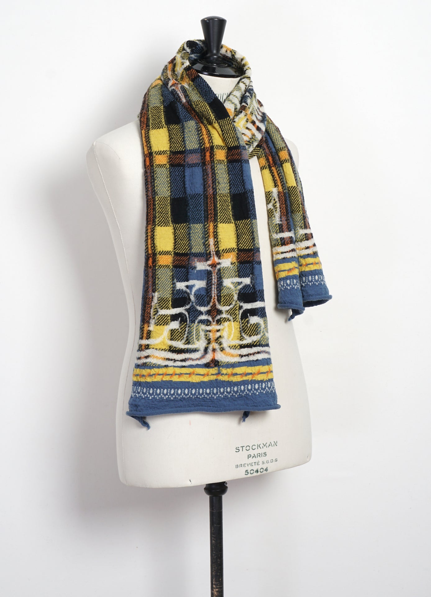 TARTAN AINU | Compressed Wool Scarf | Blue