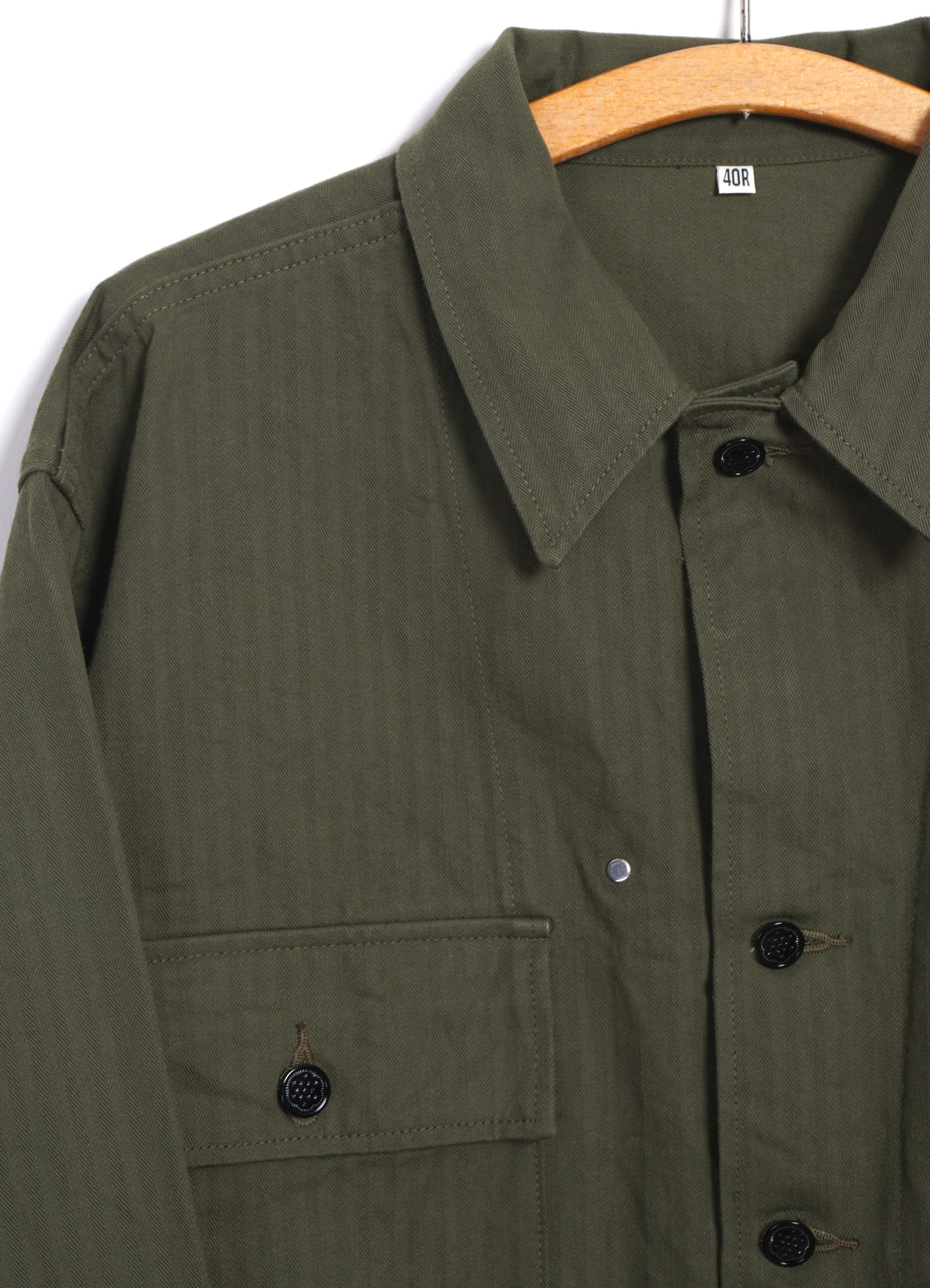 HERRINGBONE TWILL JACKET | Olive