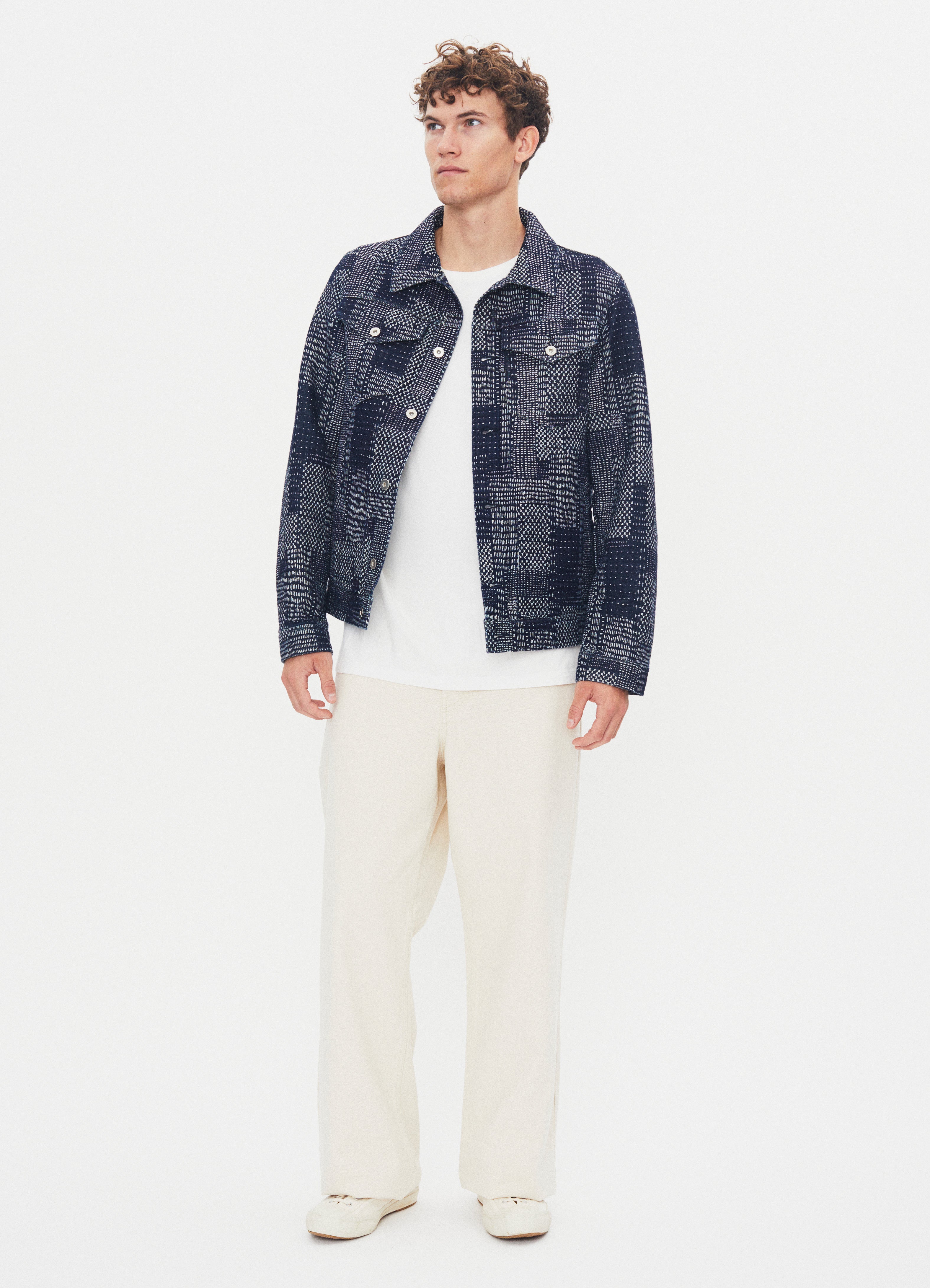GENE 100-10-25-4 | Casual Workwear Jacket | Sashiko Indigo