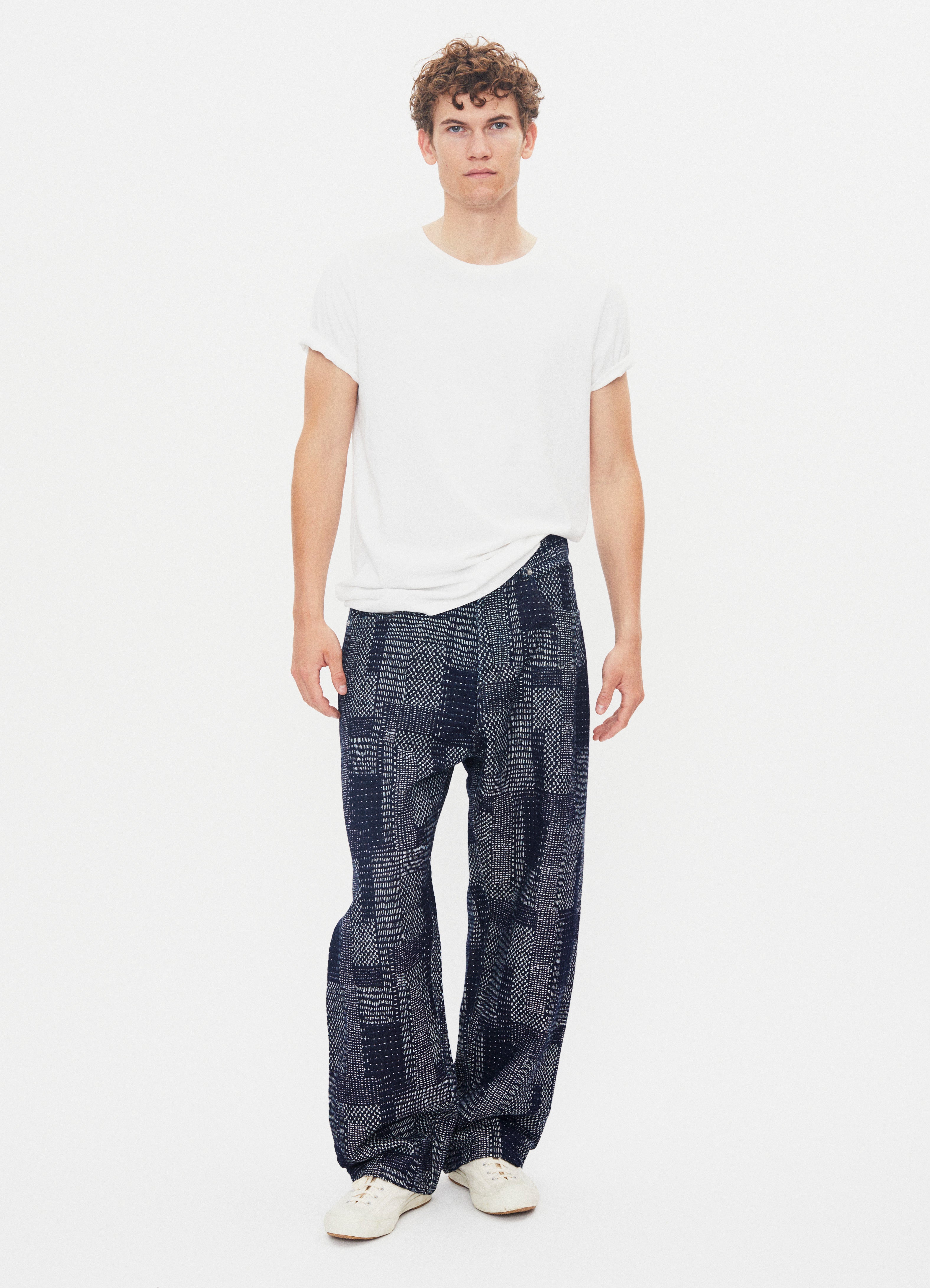 ROBBY 100-12-25-4 | Wide Cut Trousers | Sashiko Indigo