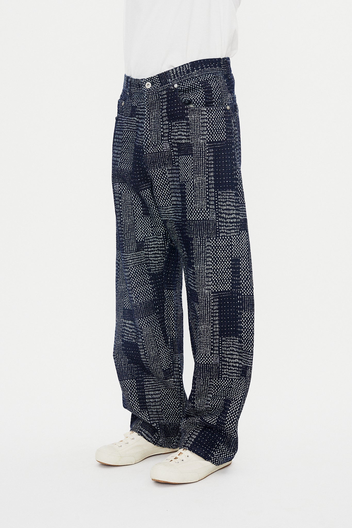 ROBBY 100-12-25-4 | Wide Cut Trousers | Sashiko Indigo