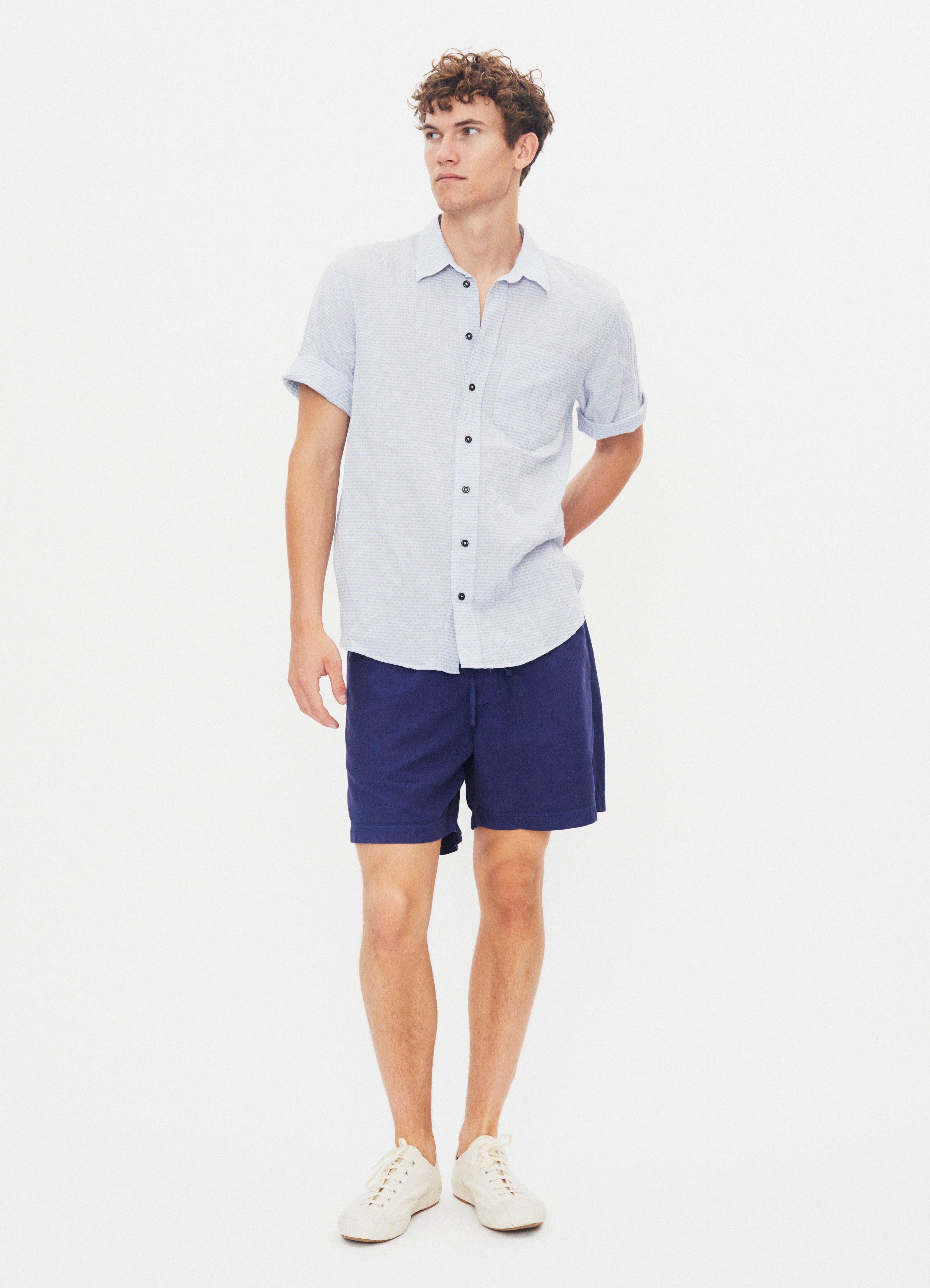 REIDAR 31-34-3 | Loose Fit Short Sleeve Shirt | Broken Blue Checks