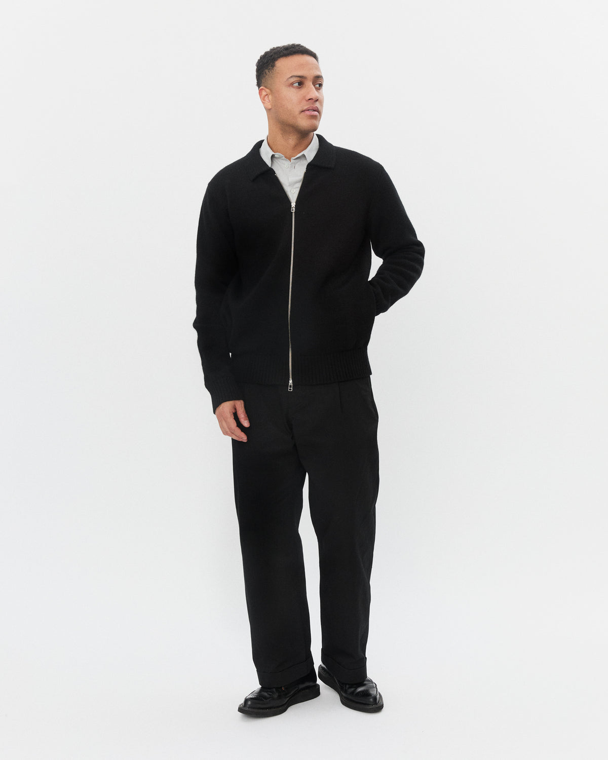 BOBBY 32-56-2 | Wide Pleated Trousers | Black
