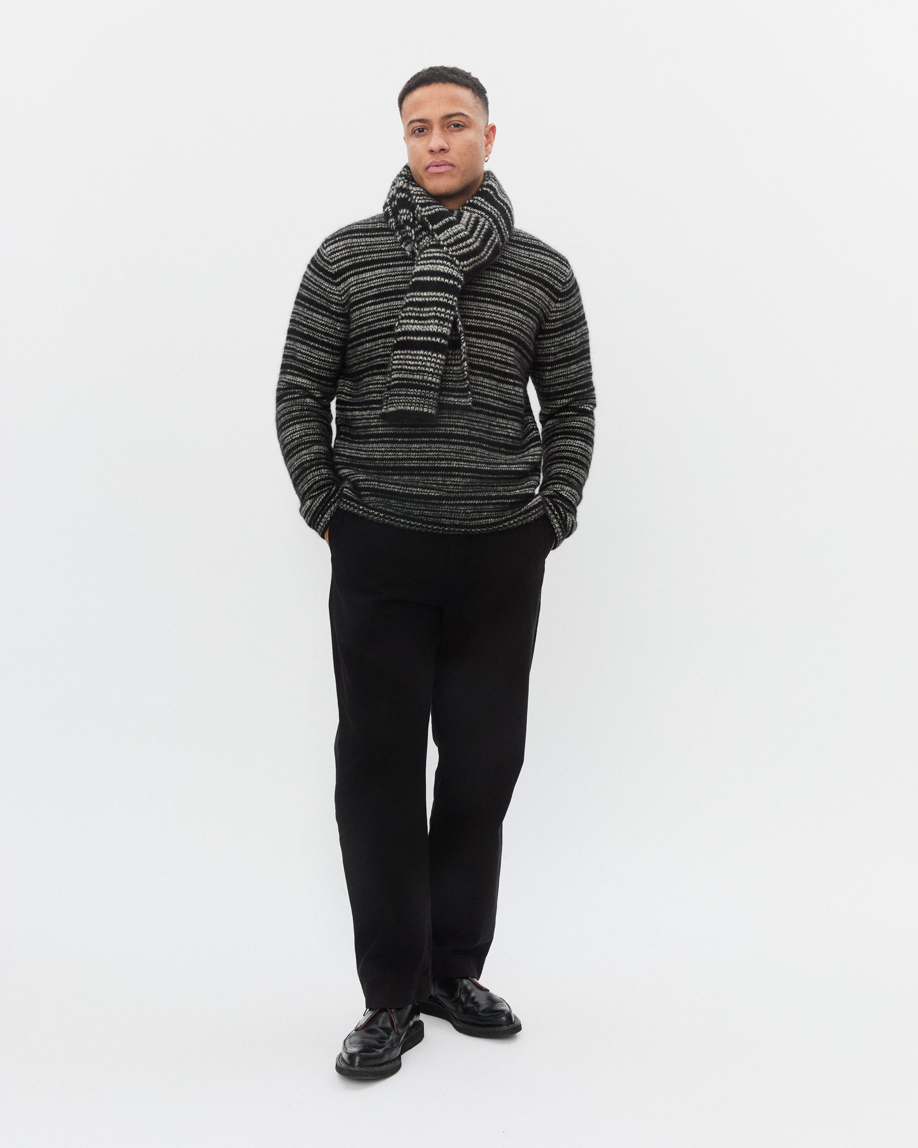 TOBIAS 32-03-5 | Striped Scarf | Black Silver