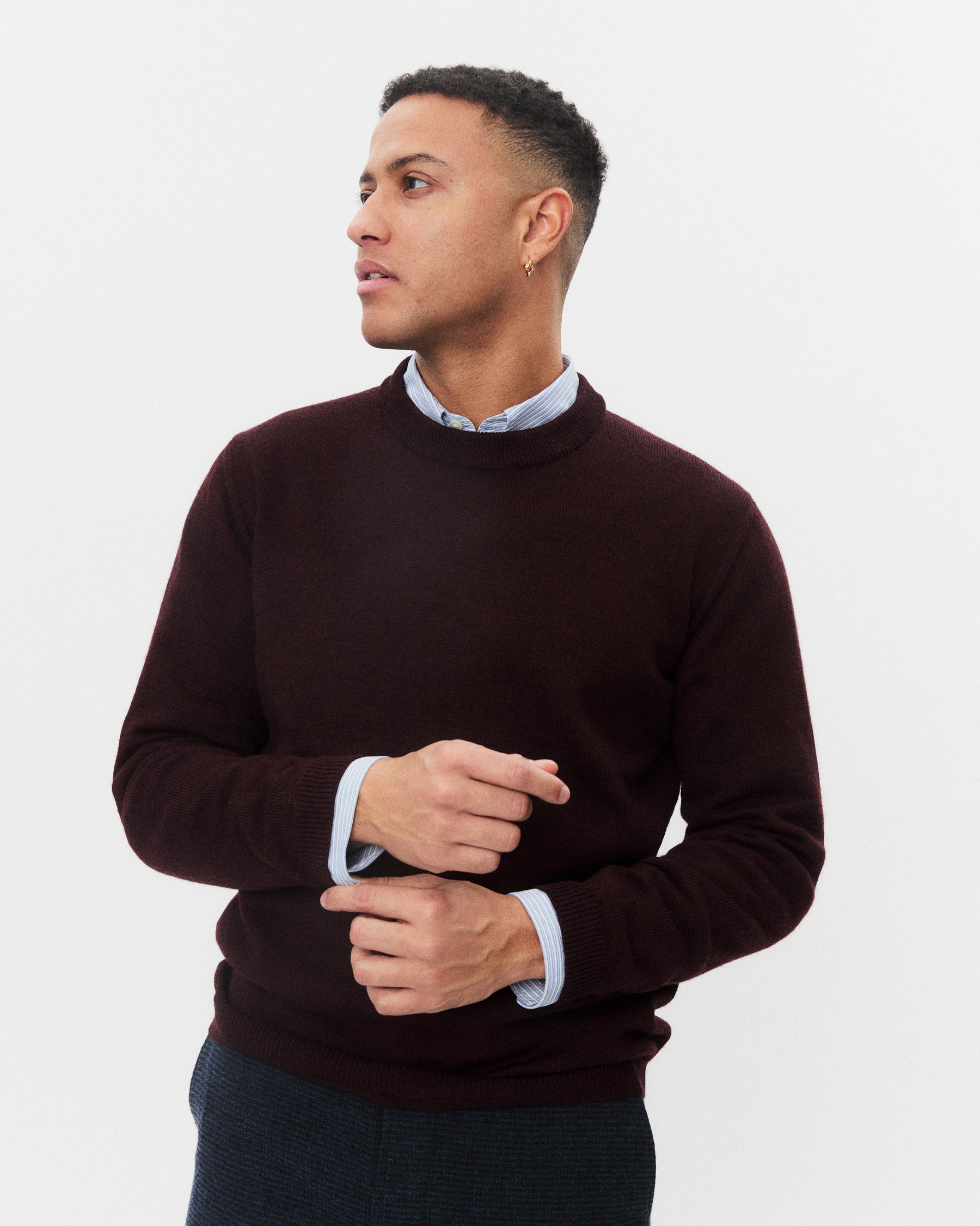 ESKE 32-05-8 | Knitted Crew Neck Sweater | Bordeaux