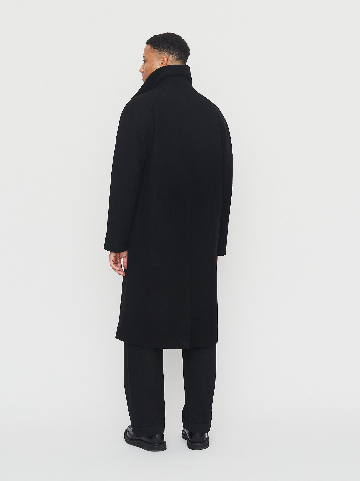 SIGURD 30-60-2 | Long Lined Wool Coat | Solid Black