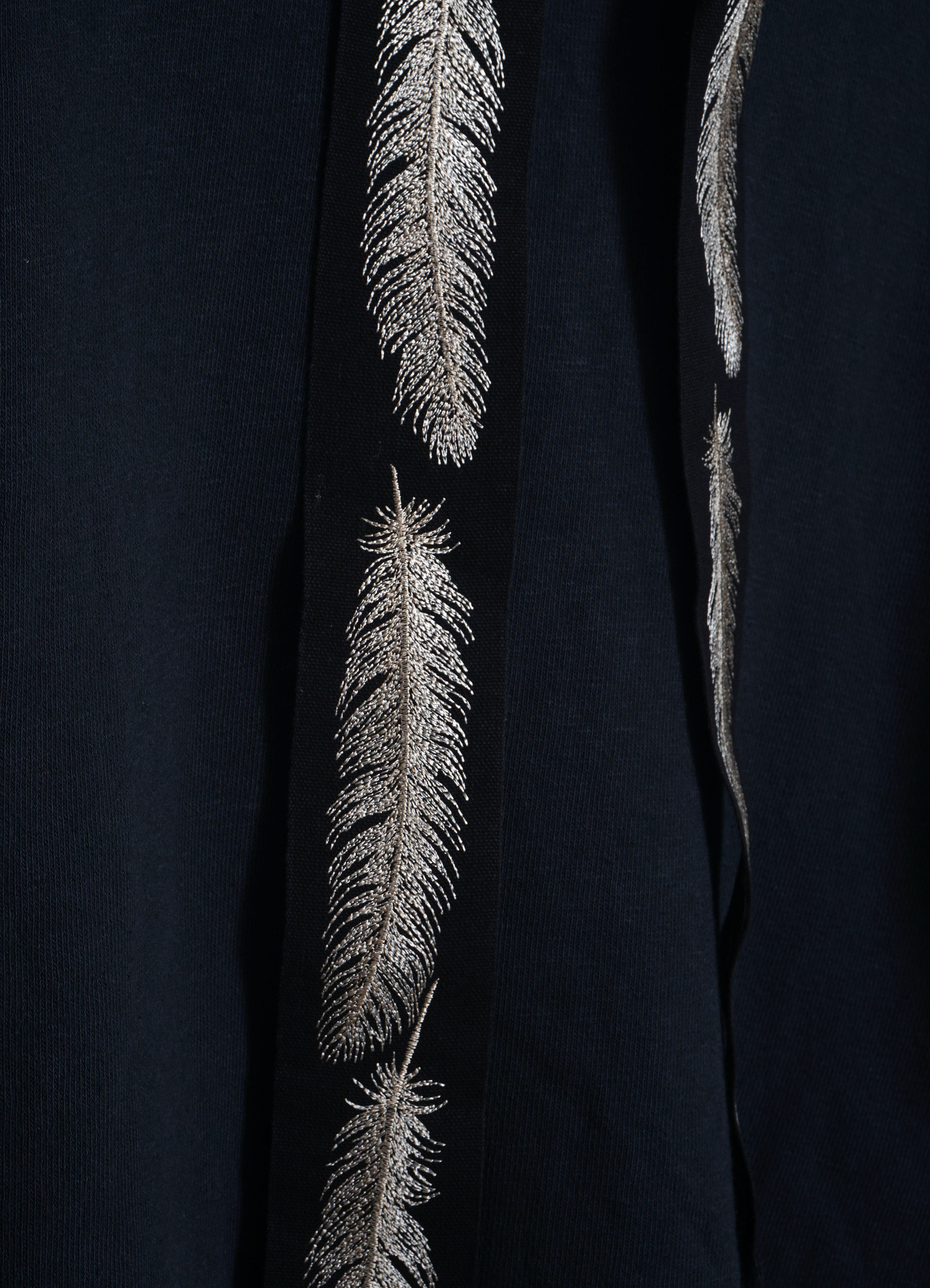 SWT | Knit Feather Cord Hoodie | Black