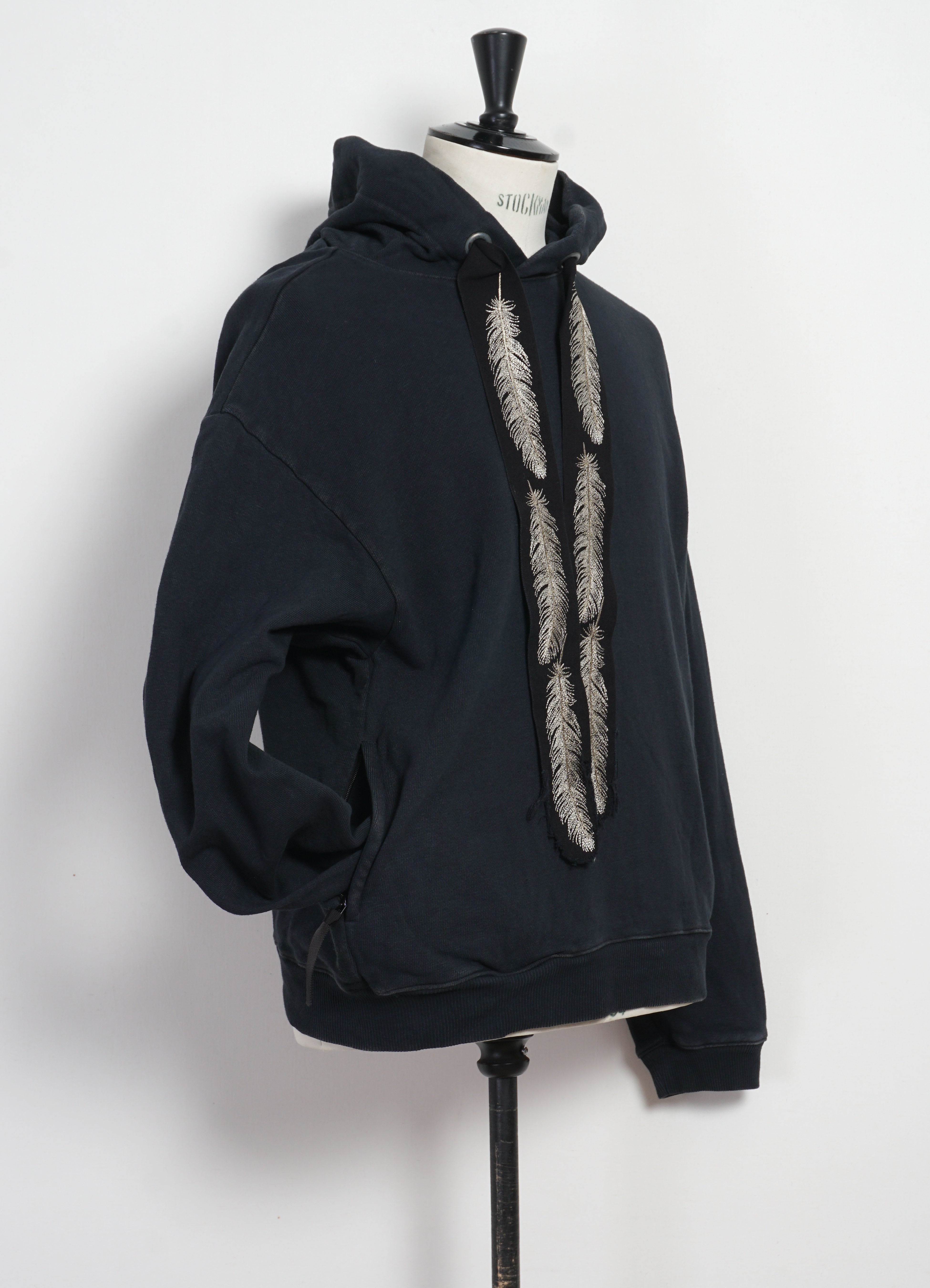 SWT | Knit Feather Cord Hoodie | Black