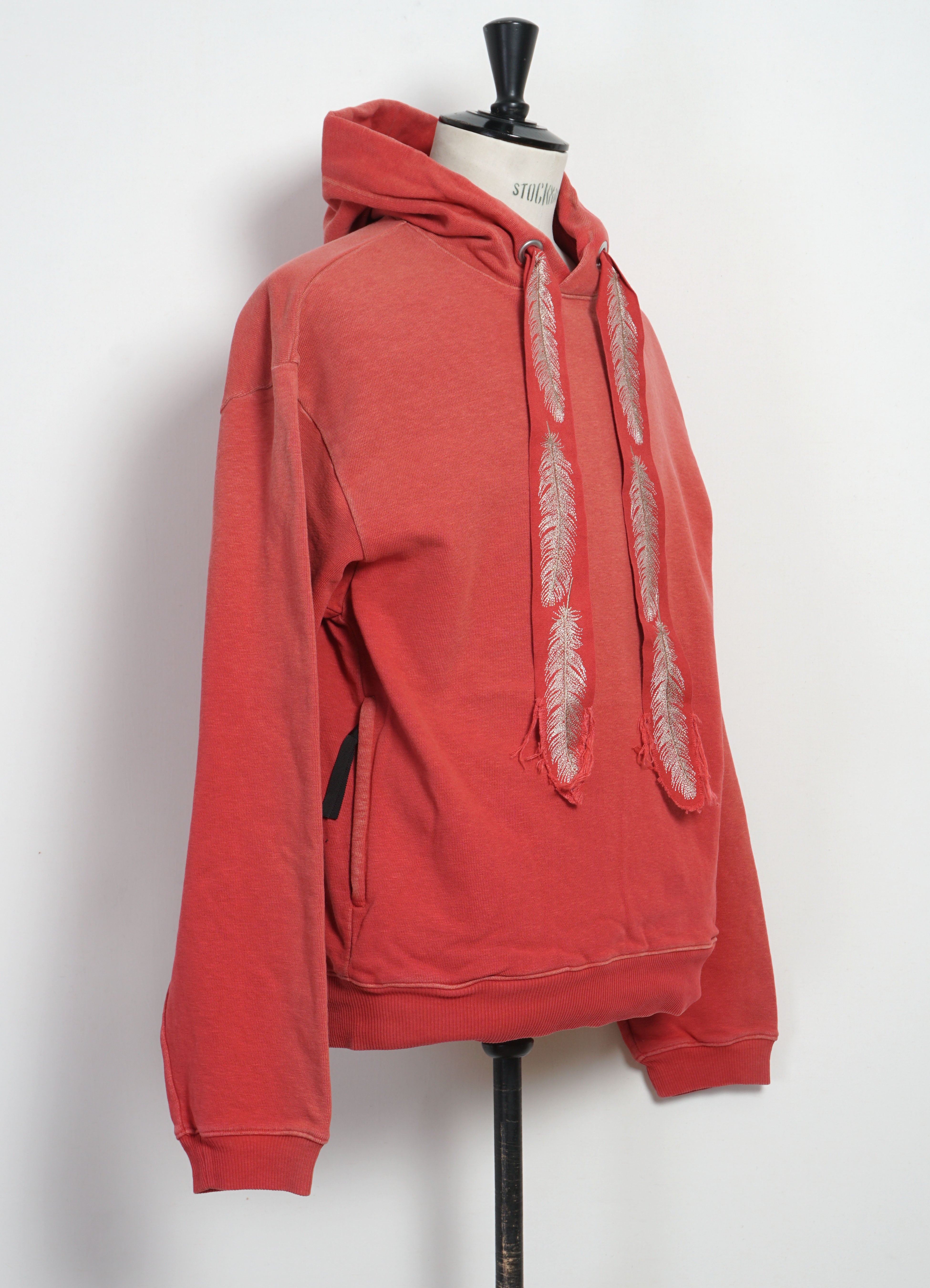 SWT | Knit Feather Cord Hoodie | Red