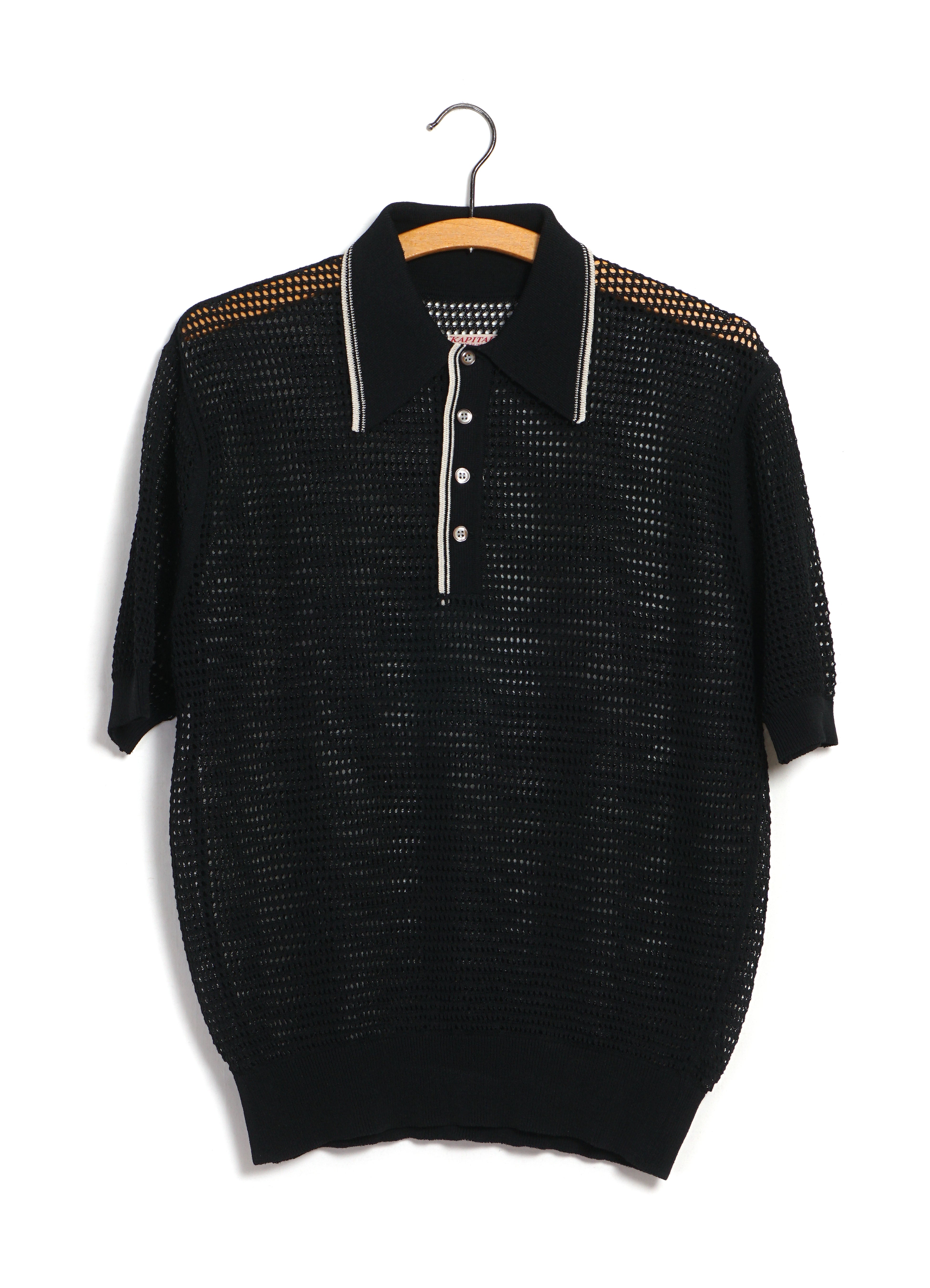 CAROL | 12g Mesh Knit Polo | Black