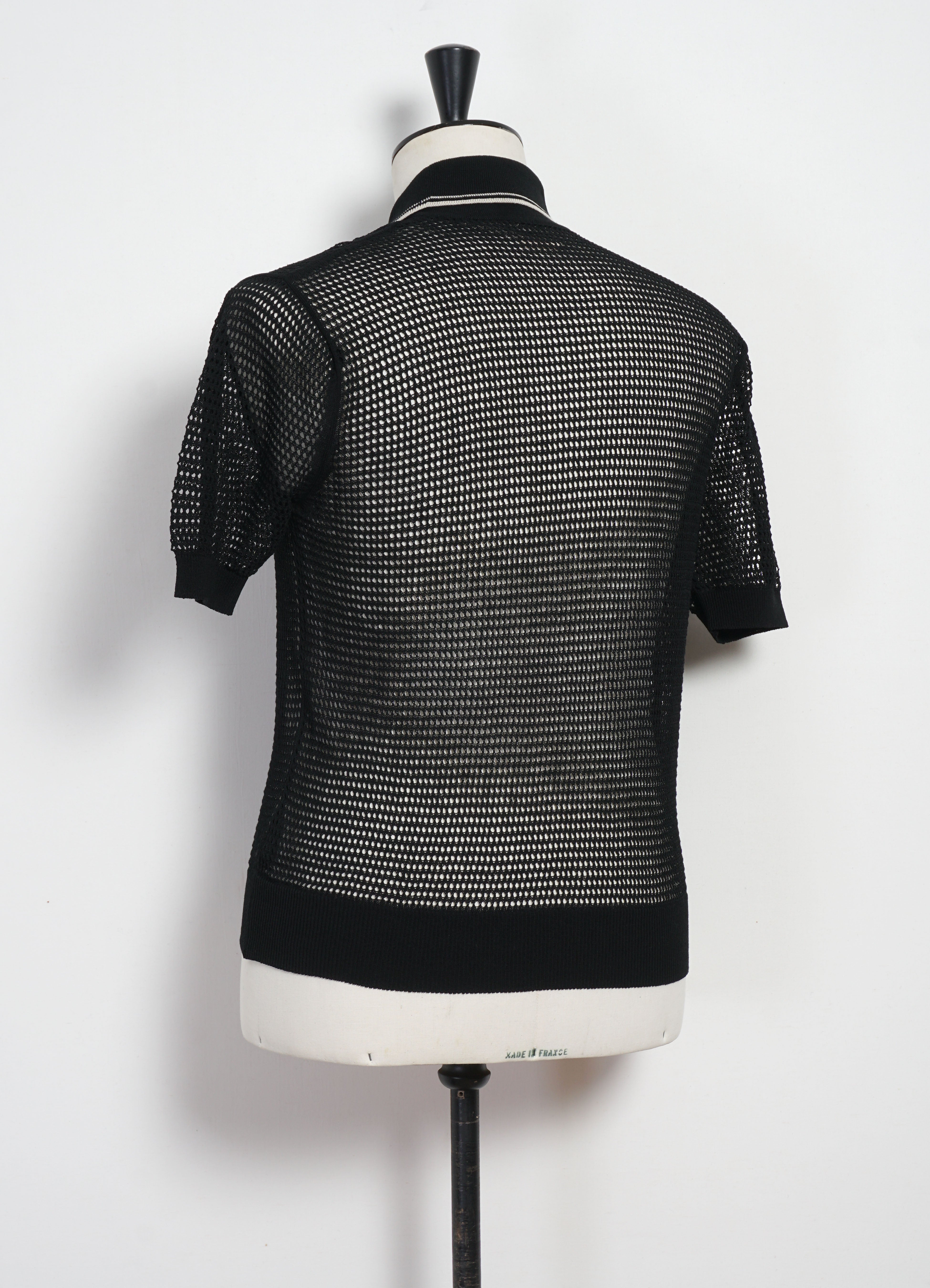 CAROL | 12g Mesh Knit Polo | Black