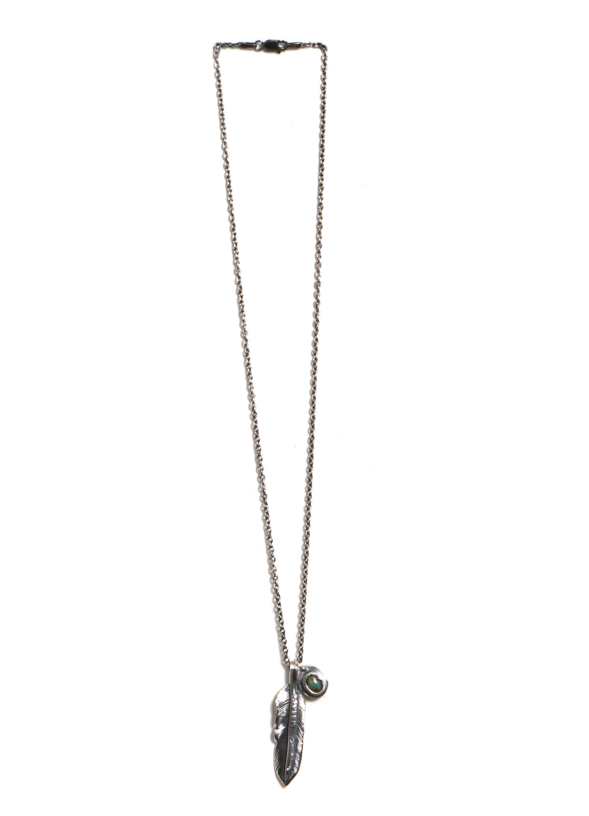 N-410 | Liberty Feather Turquoise Necklace | Silver Coin