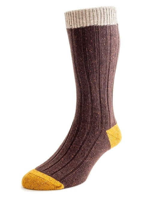 THORNHAM | Scott Nichol Merino Wool Socks | Dark Brown Fleck