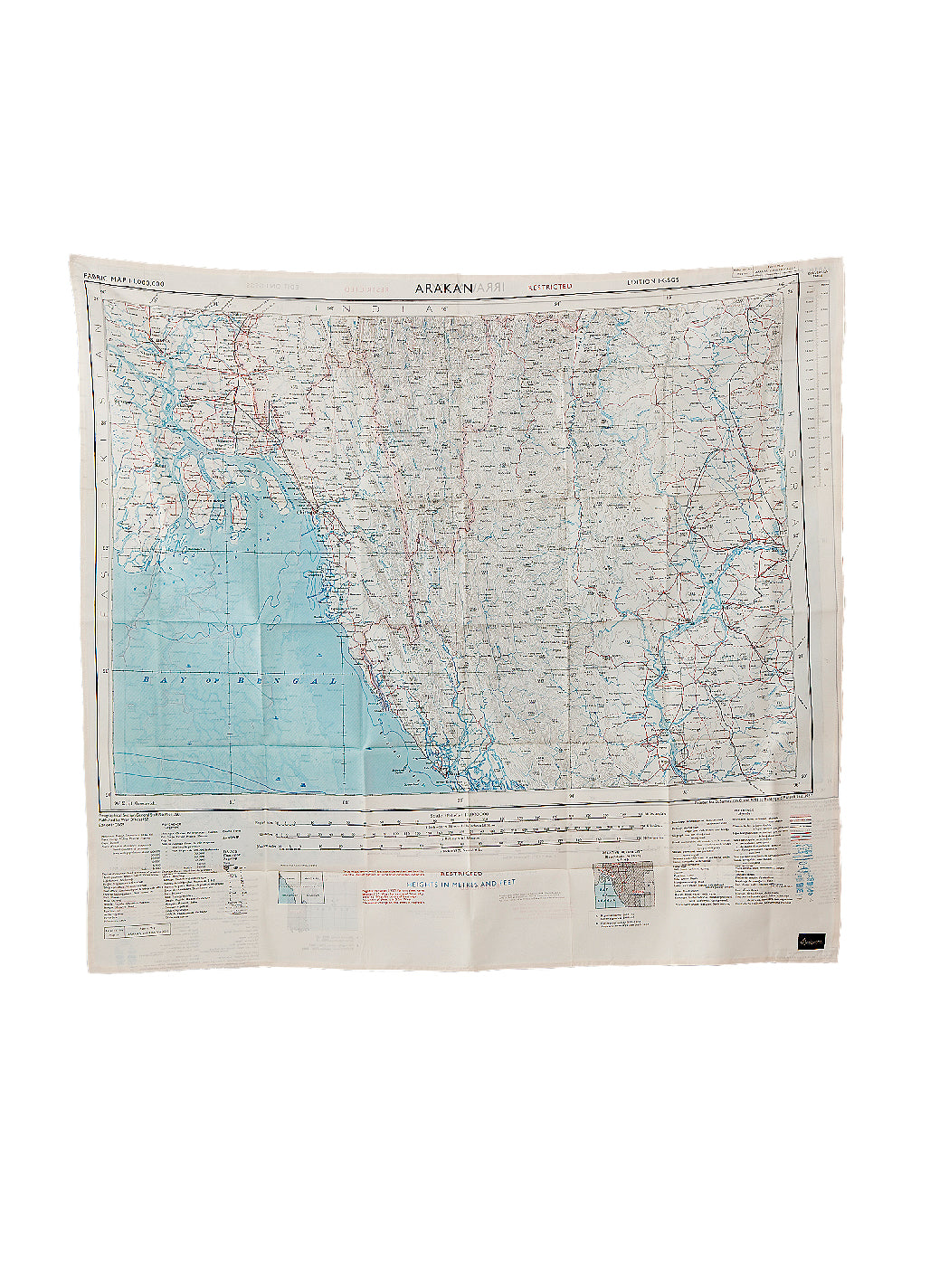 ESCAPE SCARF | Vintage British Army Map | Irrawaddy / Arakan