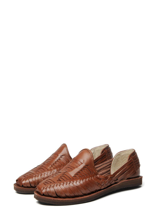 Cancun Leather Huarache | Slip on Vegetable Tanned Sandals | Brown 2