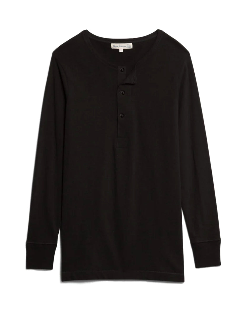 GOOD ORIGINALS | Loopwheeled Henley | Deep Black