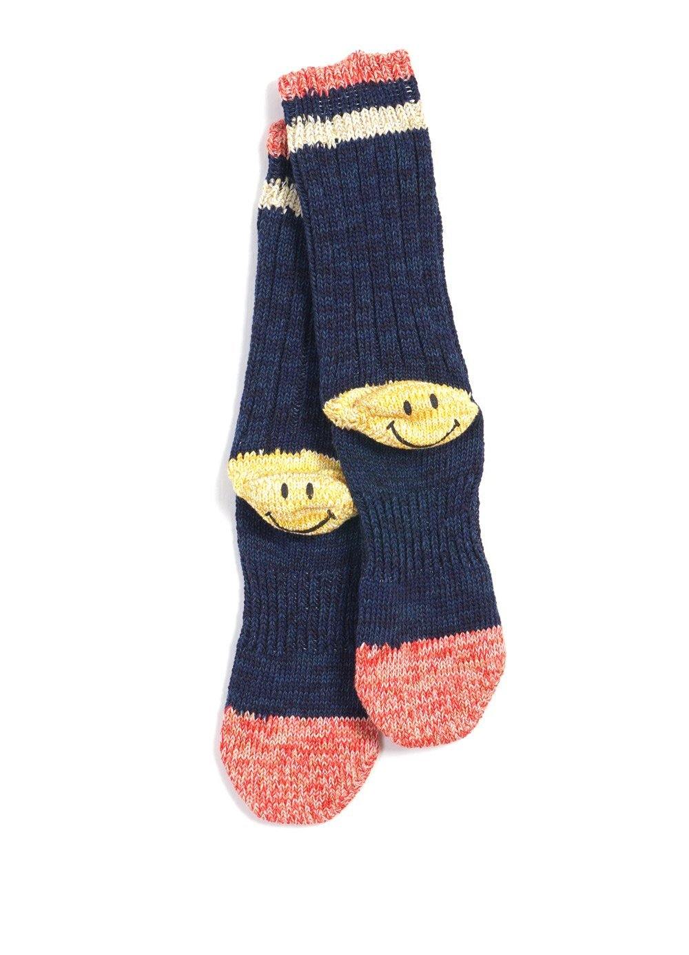 IVY RAINBOWY HAPPY HEEL | 3x1 Rib Socks | Navy