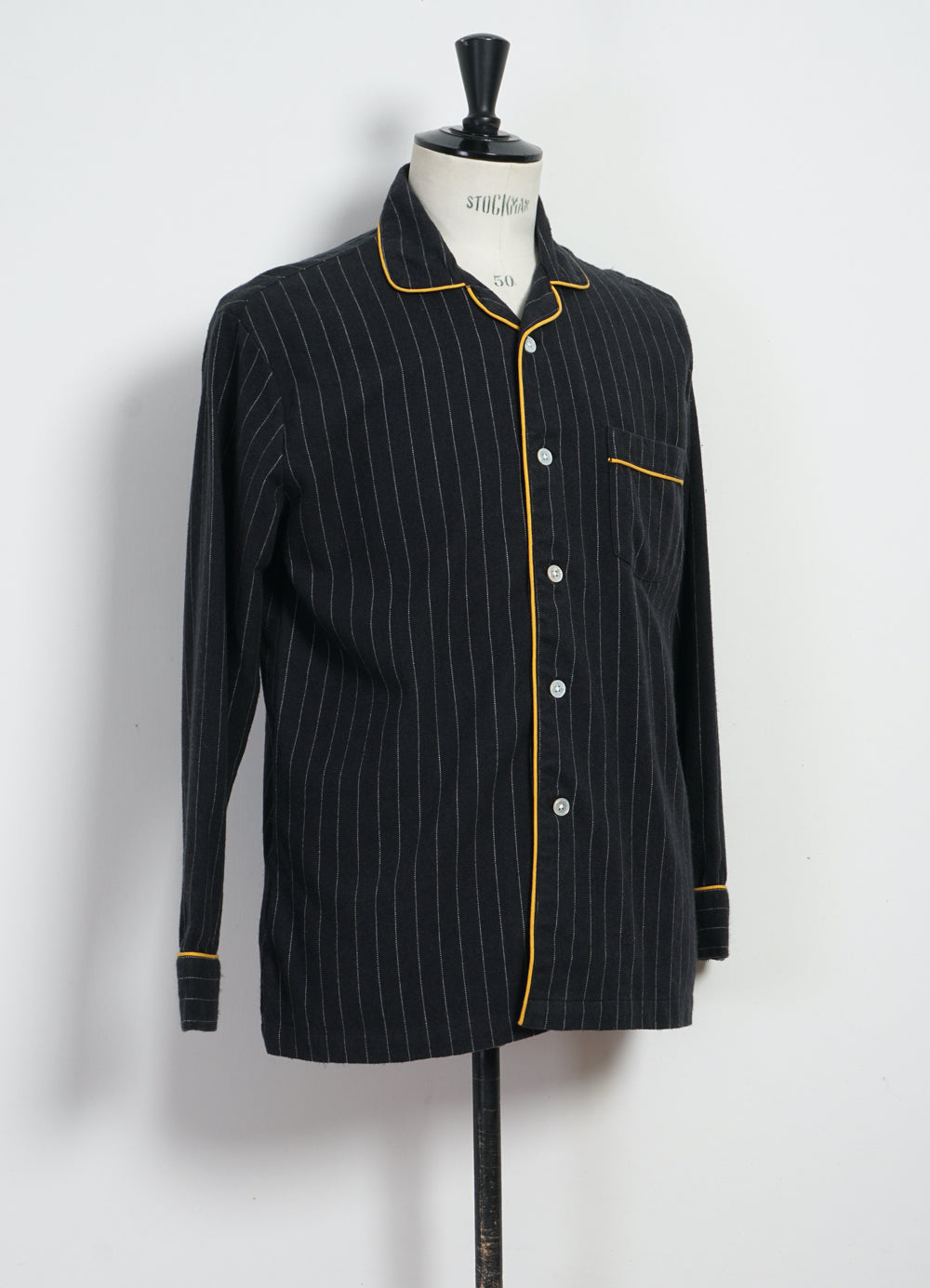 PAJAMA SUIT | Two Ply Oxford Weave | Black Pinstripe
