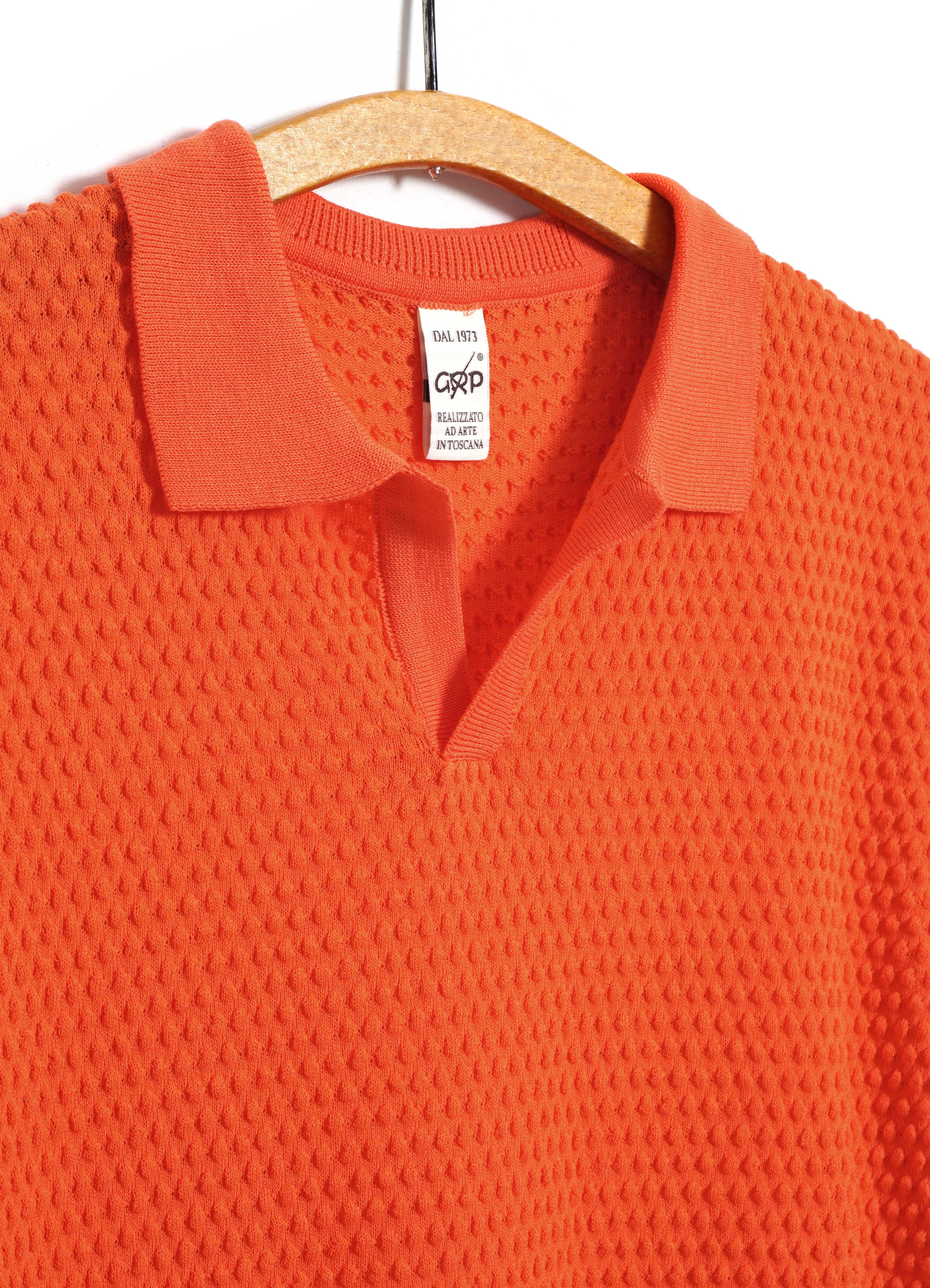 POLO | Short Sleeve Spot Knit Shirt | Orange