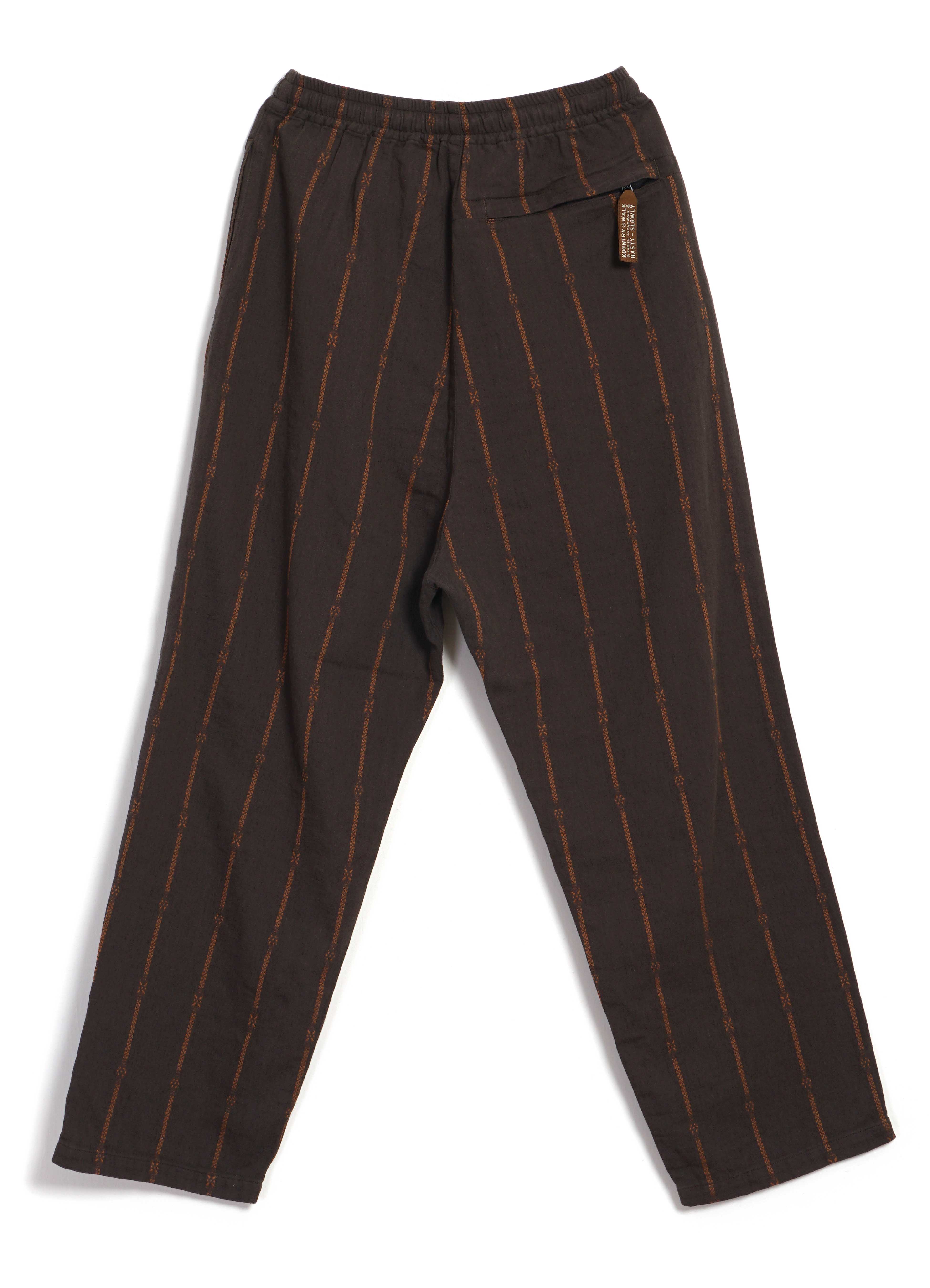 SIAM | Striped Cotton Linen Pants | Dark Brown
