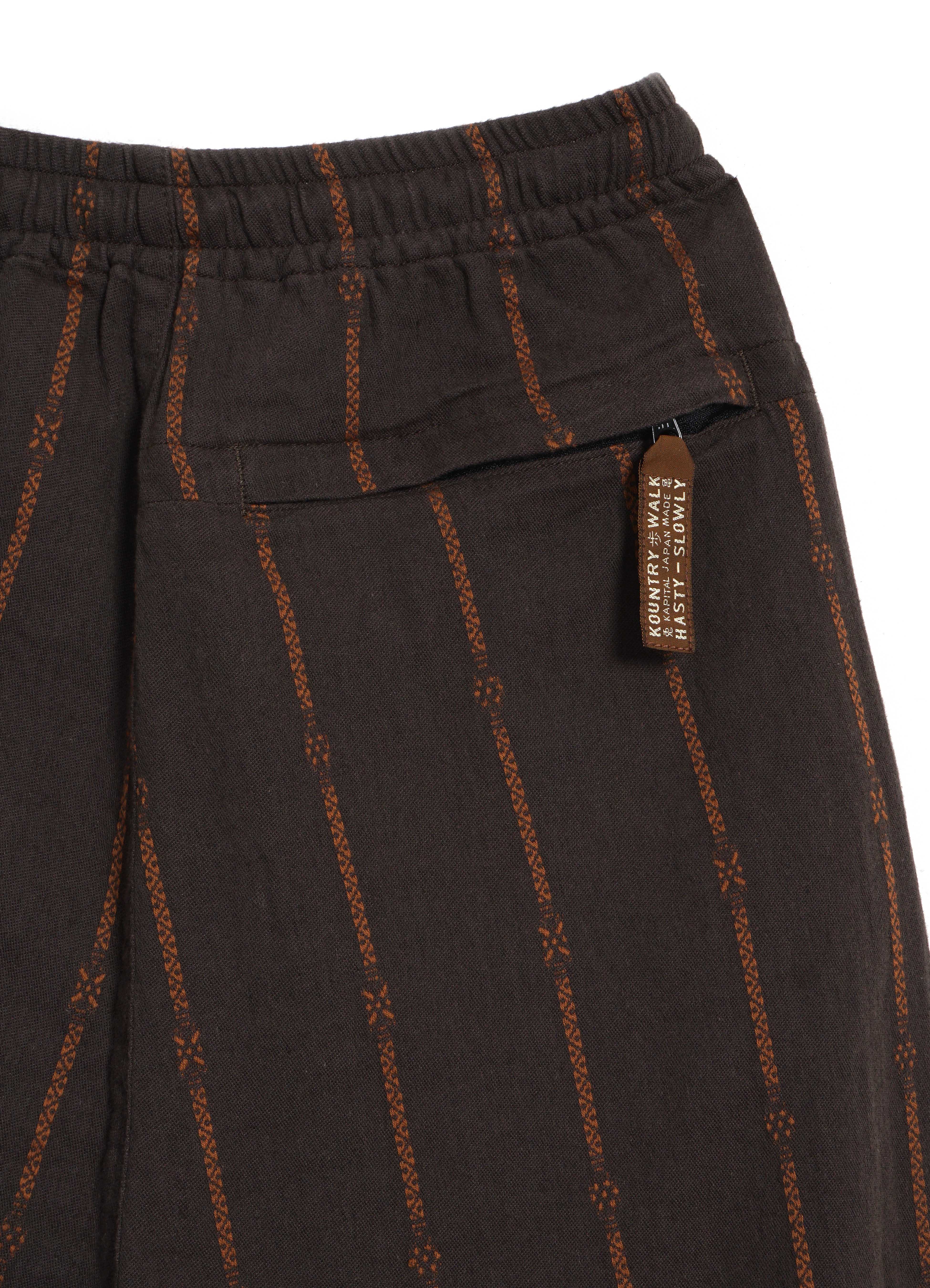 SIAM | Striped Cotton Linen Pants | Dark Brown