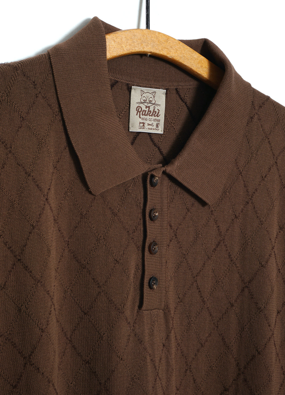 Paul Newman | Knitted Button-up Polo | Ciaccolato