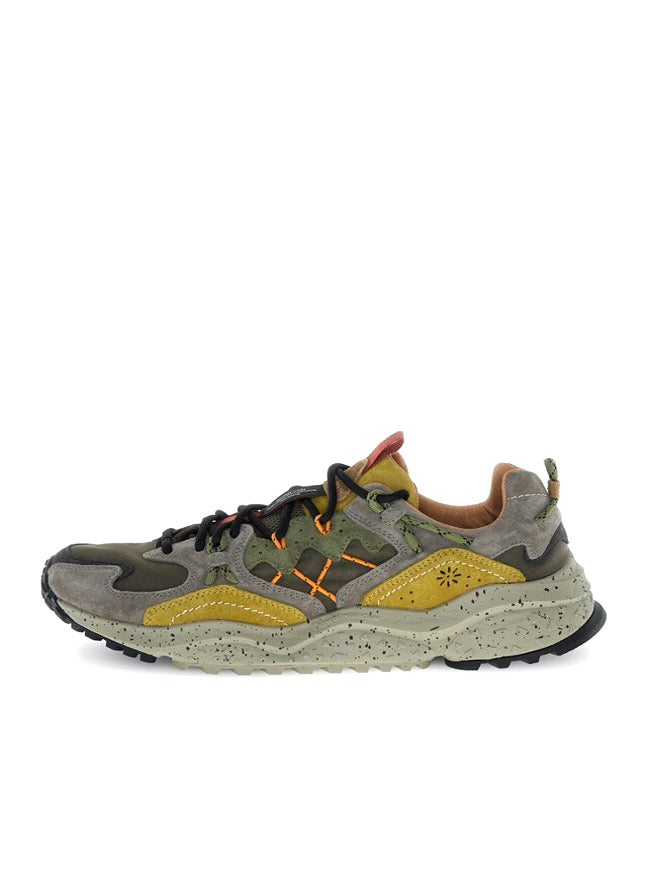 YAMABUSHI | Suede & Nylon Sneaker | Mud/Dark Brown/Acid