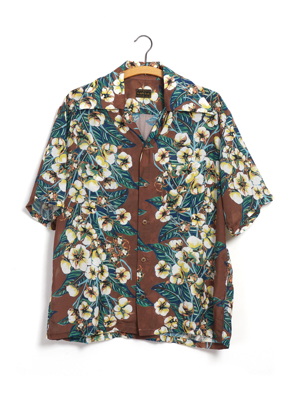 ALOHA SHIRT | Silk Rayon Flower Shirt | Brown