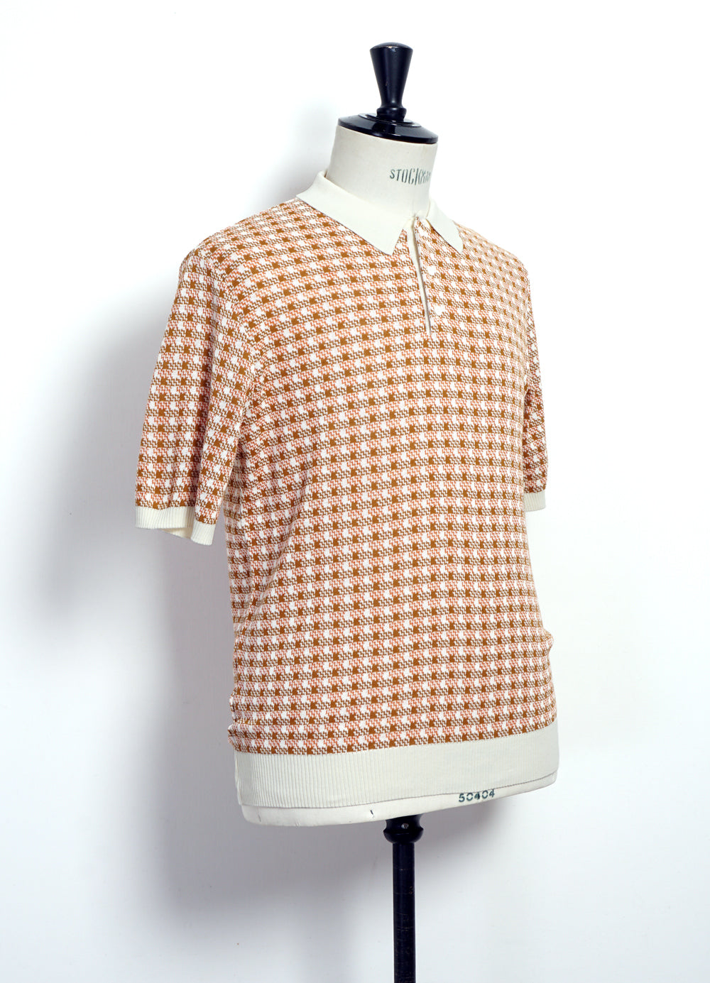 POLO | Short Sleeve Knit Shirt | Ecru/Tabaco/Orange | HANSEN Garments