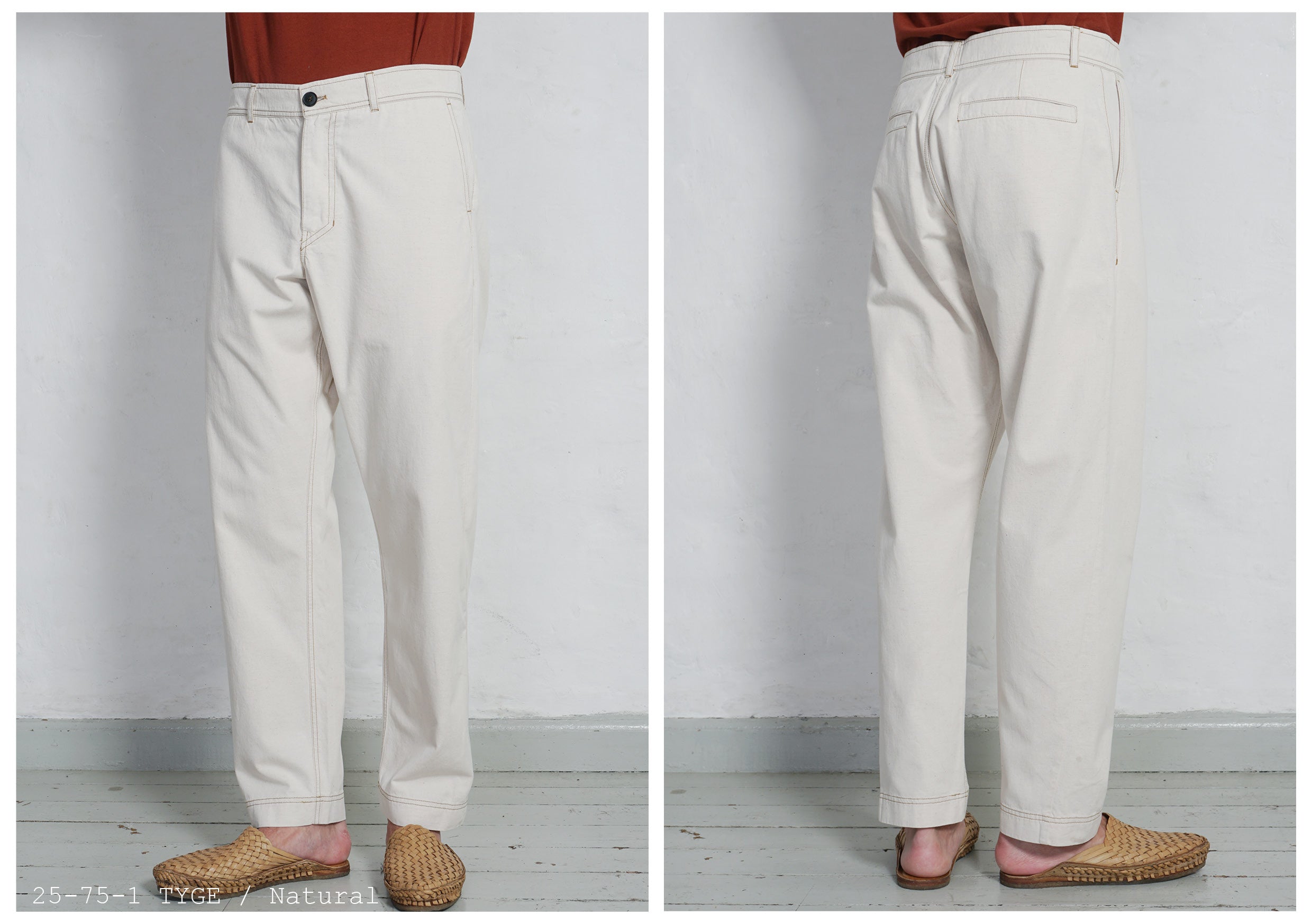 TYGE | Wide Cut Cropped Trousers | Natural