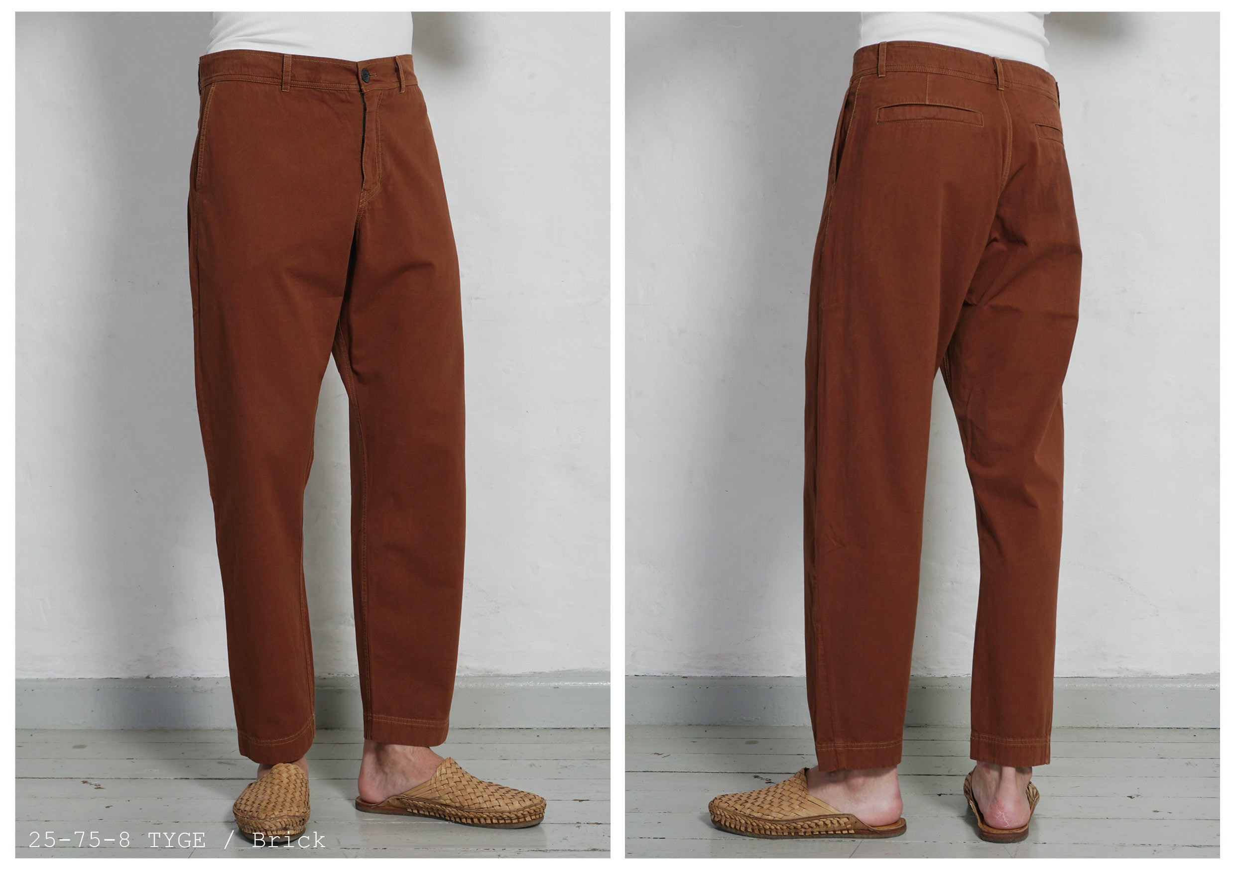 TYGE | Wide Cut Cropped Trousers | Brick