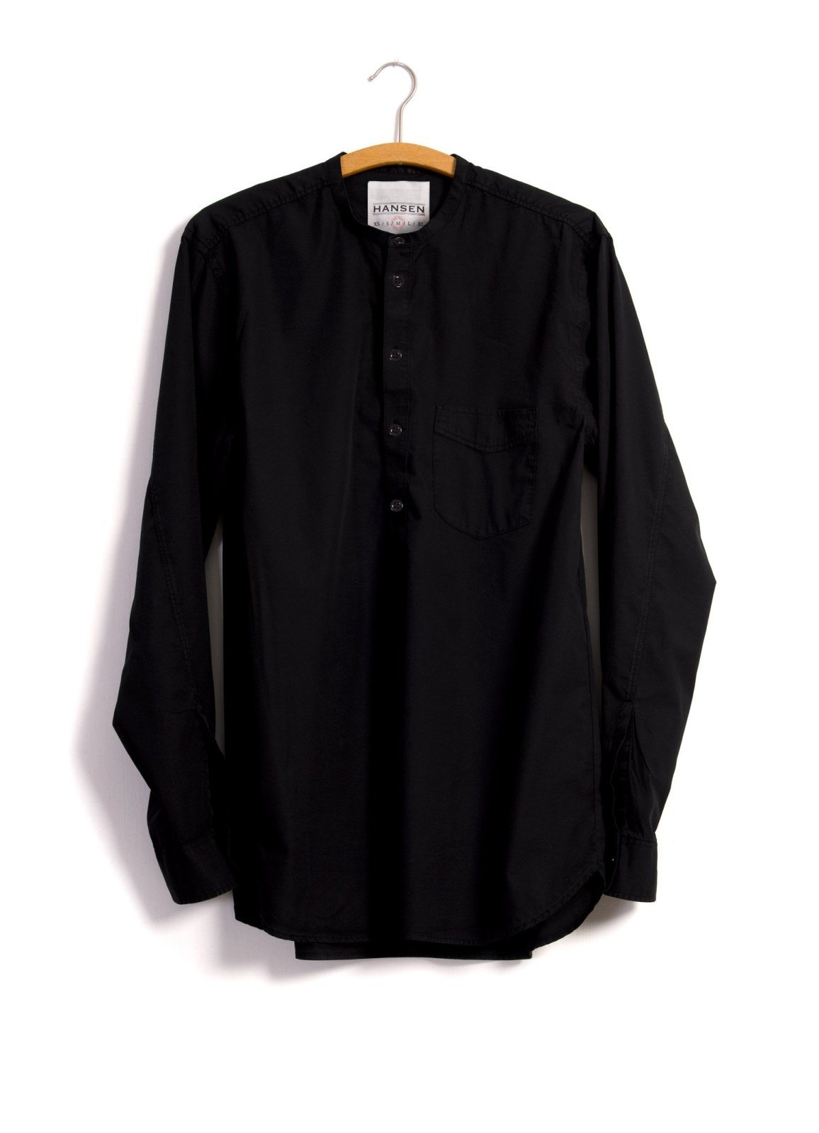 ARTHUR | Collarless Pull-on Shirt | Black | €150 -HANSEN Garments- HANSEN Garments