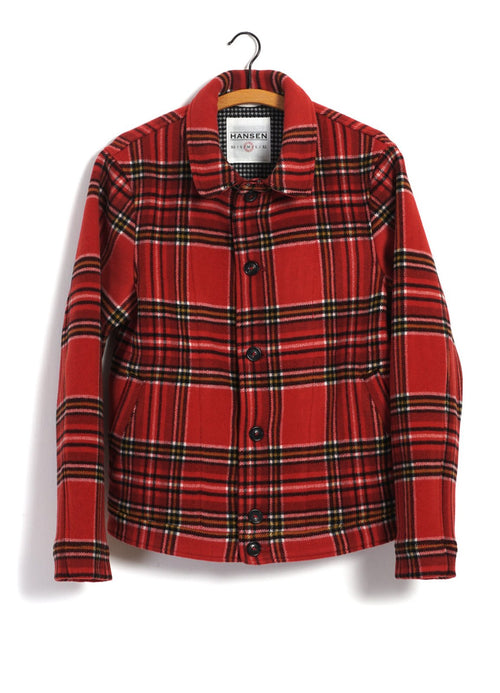 ATLAS | Short Double Face Wool Jacket | Red Check Pepita