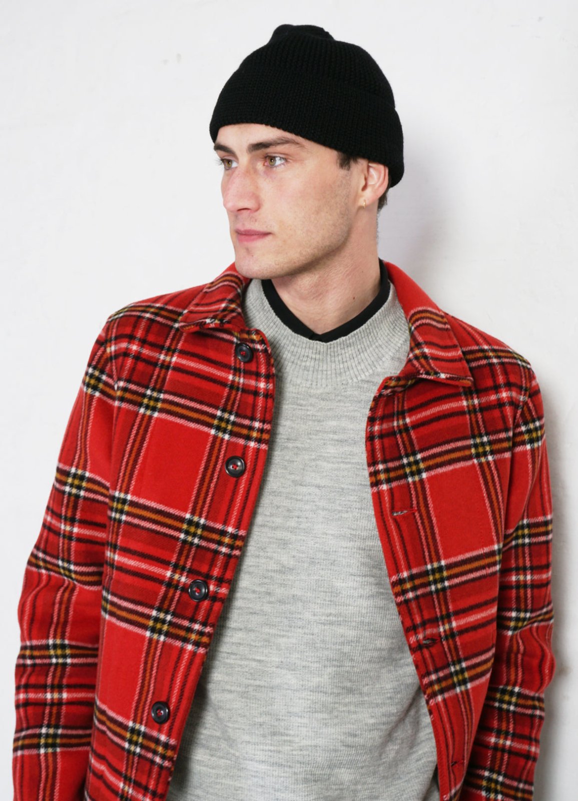 HANSEN GARMENTS - ATLAS | Short Double Face Wool Jacket | Red Check Pepita - HANSEN Garments