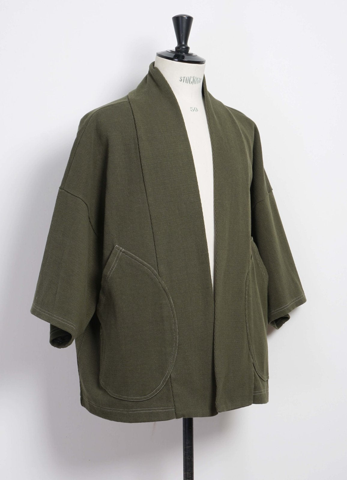 KAPITAL - BAJA SAMUE | Heavy Waffle Cardigan | Khaki - HANSEN Garments