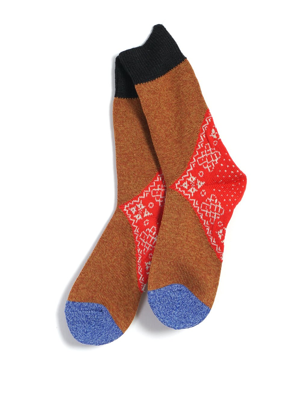 KAPITAL - BANDANA | 96 Wool Heel Socks | Red - HANSEN Garments