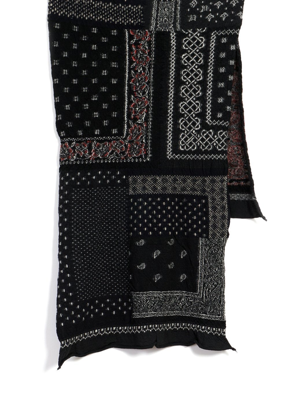 Kapital - Bandana Patchwork | Compressed Wool Scarf | Black - HANSEN Garments